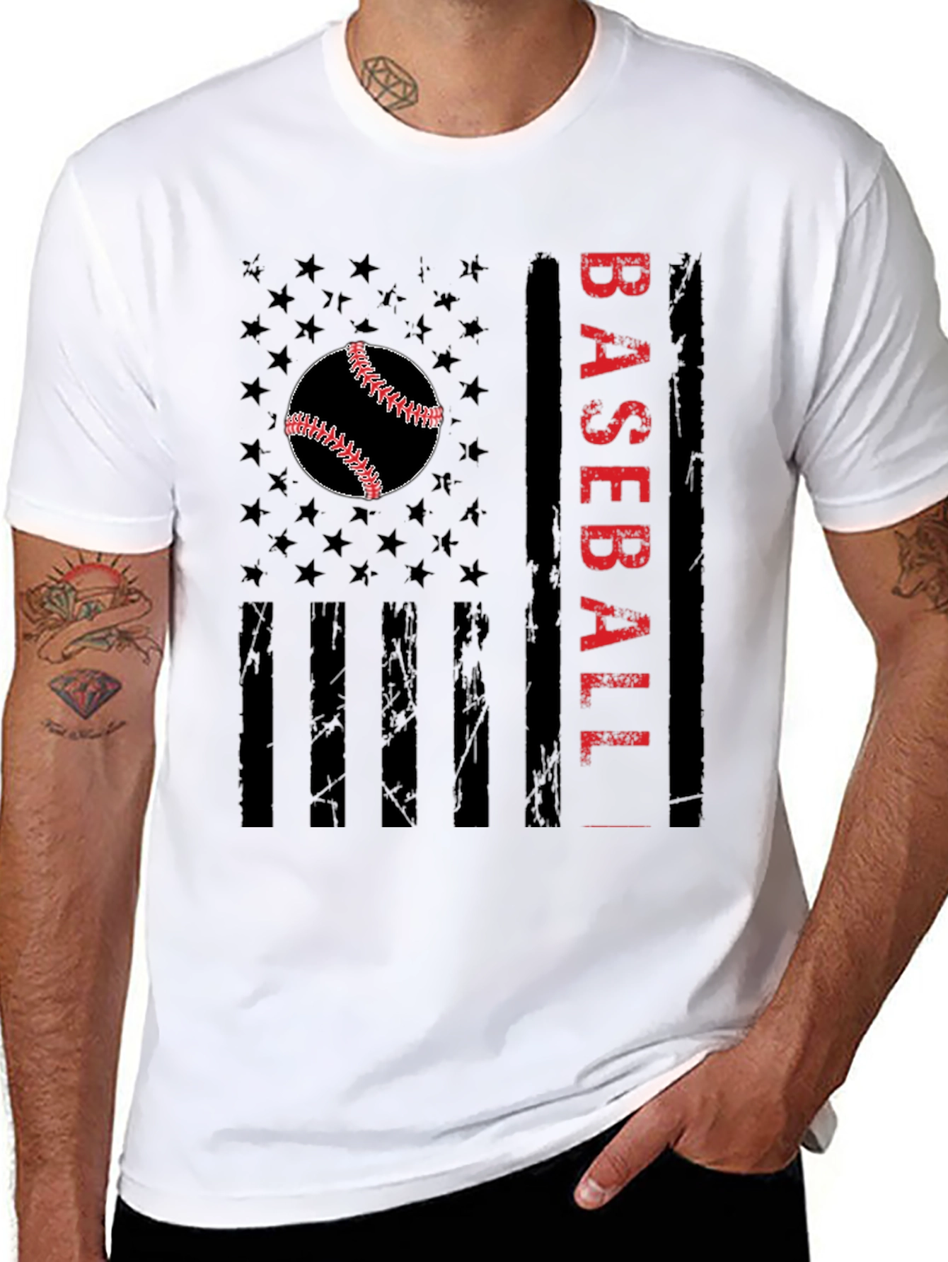 Baseball Flag Graphic Tee - Patriotic Sportswear