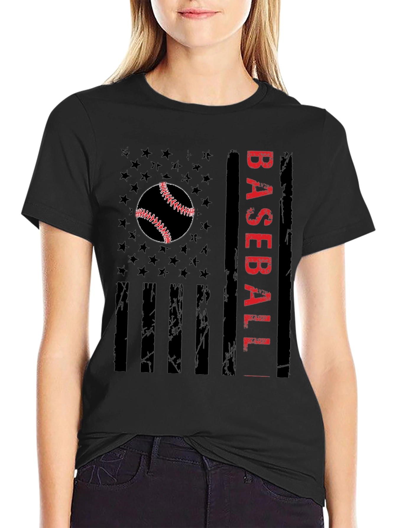Baseball Flag Graphic Tee - Patriotic Sportswear