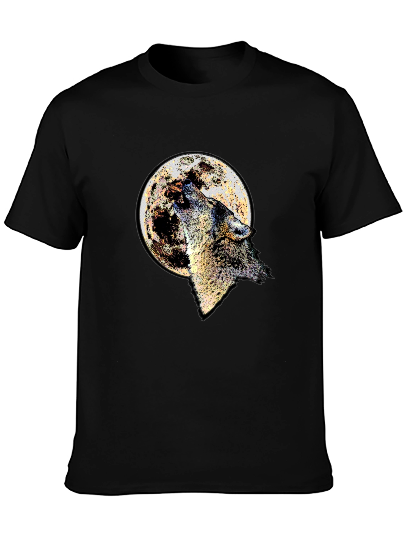 Wolf Moon Graphic Tee - Black Cotton Blend