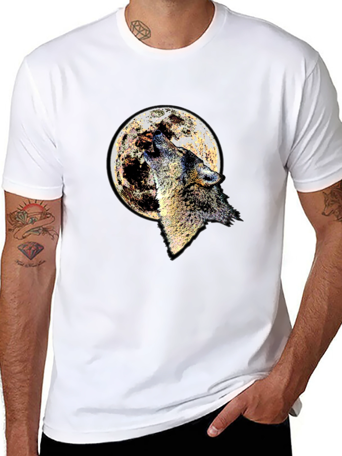 Wolf Moon Graphic Tee - Black Cotton Blend