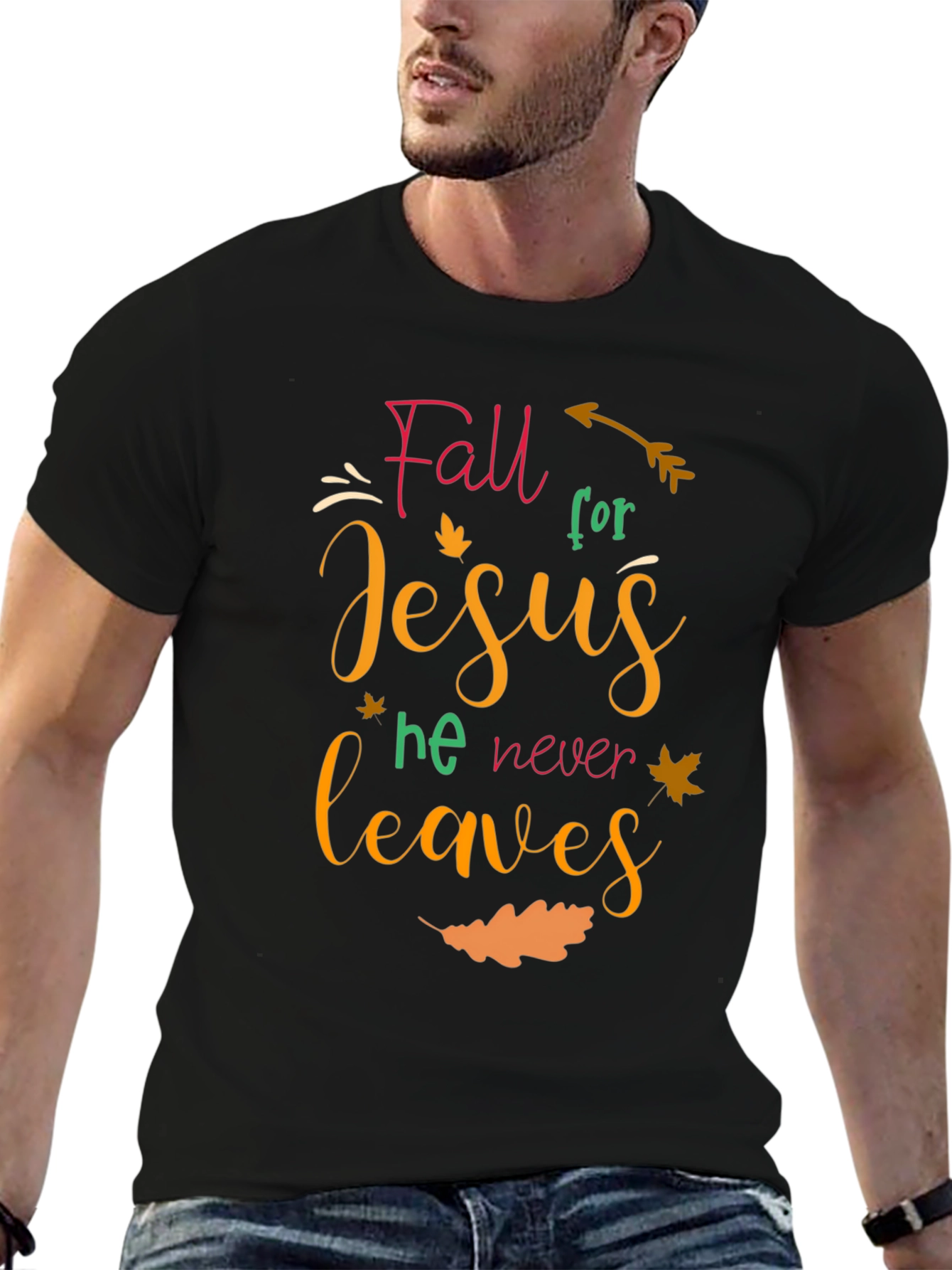 Fall for Jesus Black Christian T-Shirt