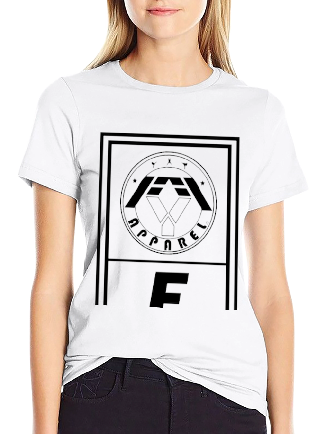 Black Graphic T-Shirt with Bold Letter F