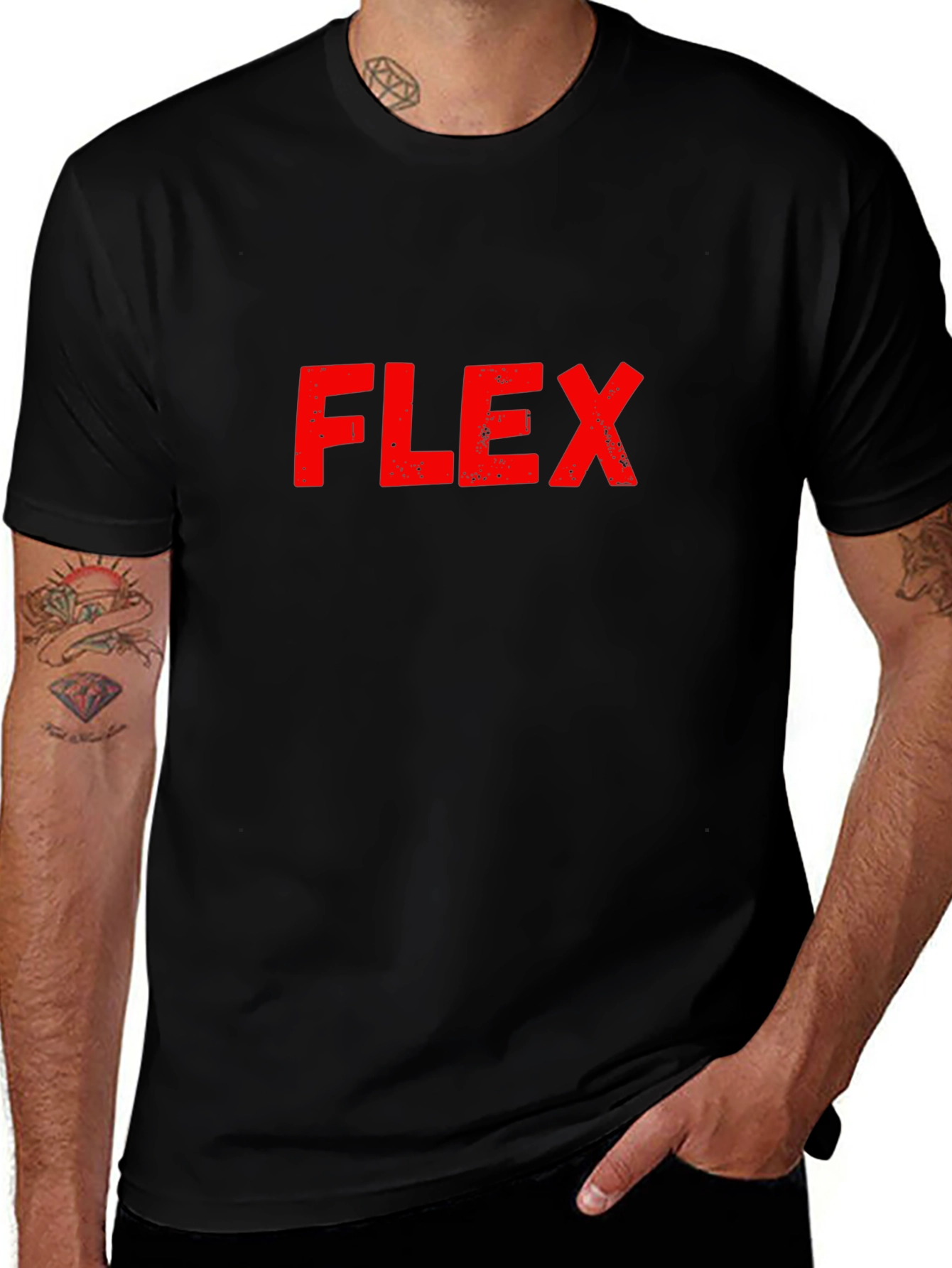 Flex Graphic Tee - Bold Red Print on Black