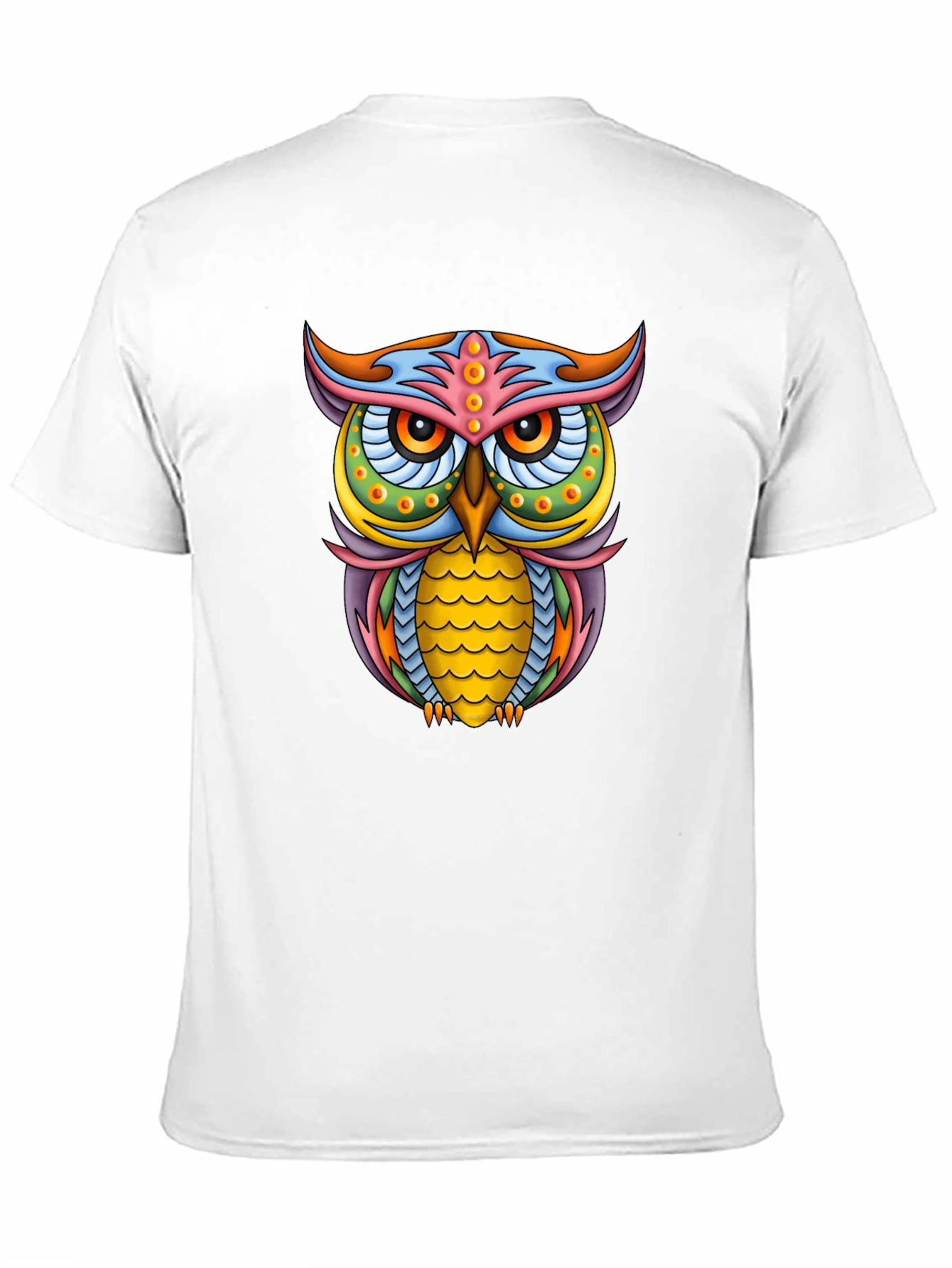 Vibrant Owl Graphic Black T-Shirt