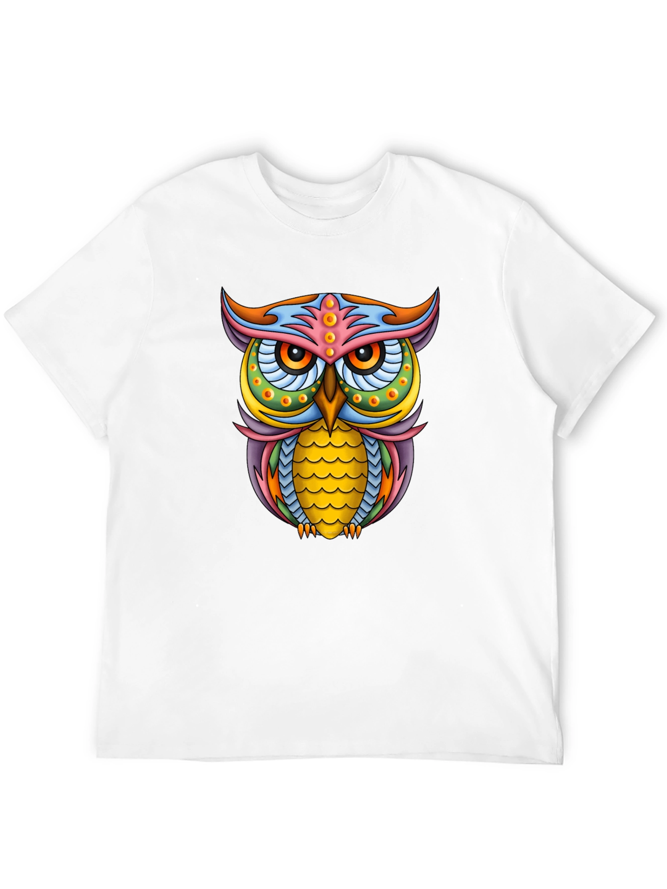 Vibrant Owl Graphic Black T-Shirt