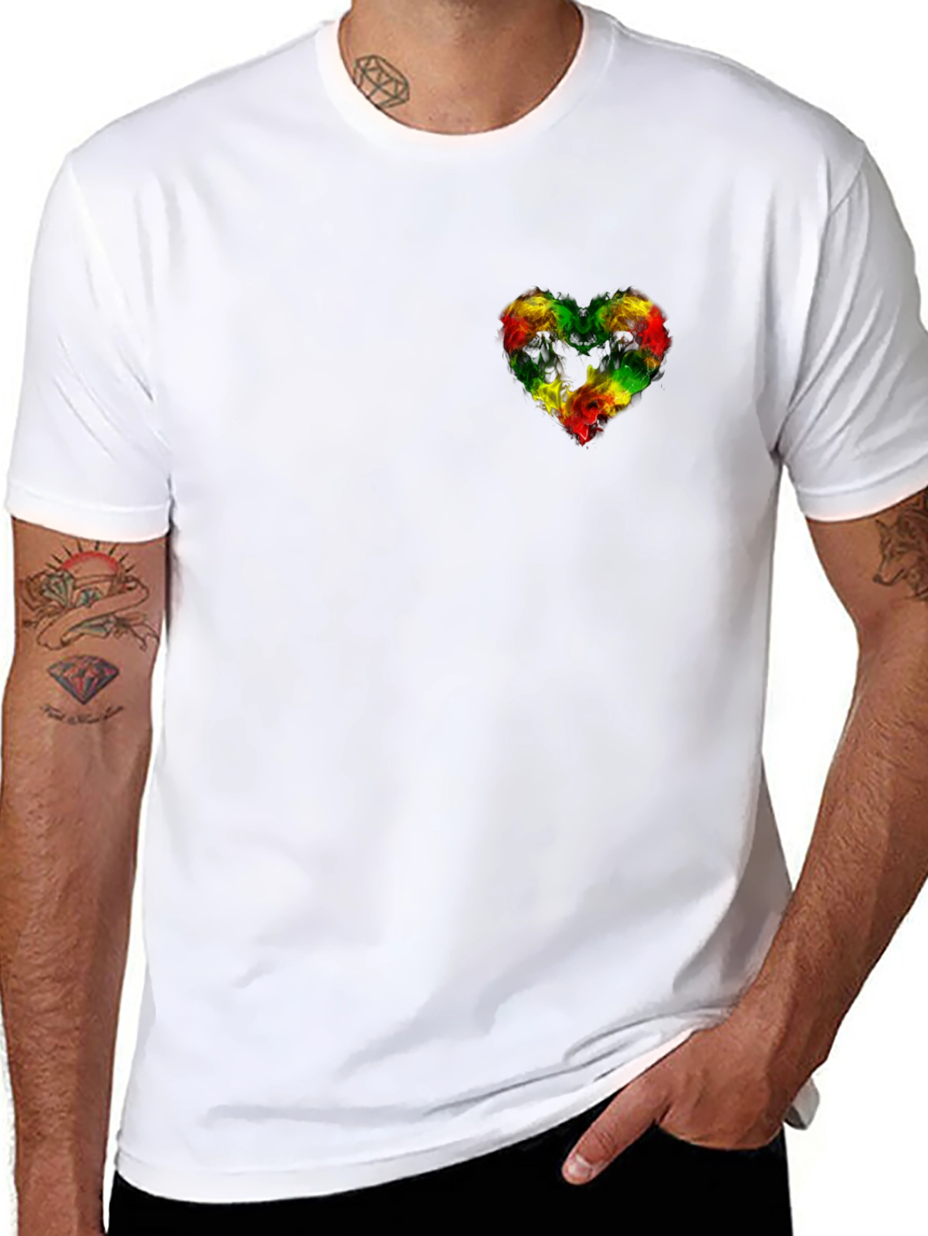 Rasta Heart Black T-Shirt - Reggae Love Tee