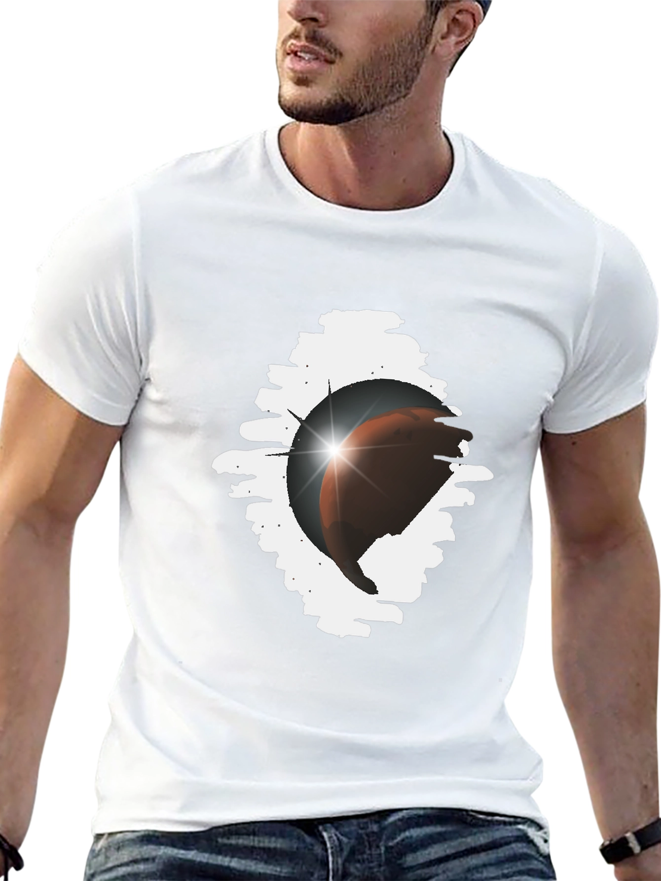 Eclipse Graphic Tee - Stylish Black Cotton Blend