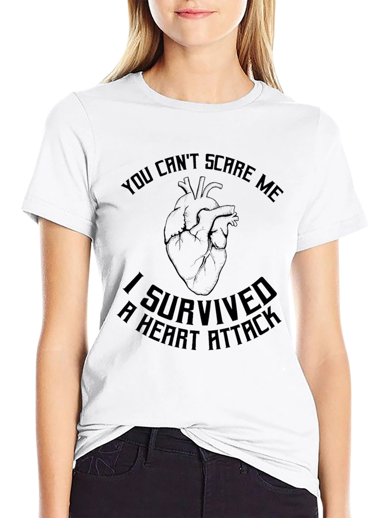 I Survived Heart Attack Black Graphic T-Shirt