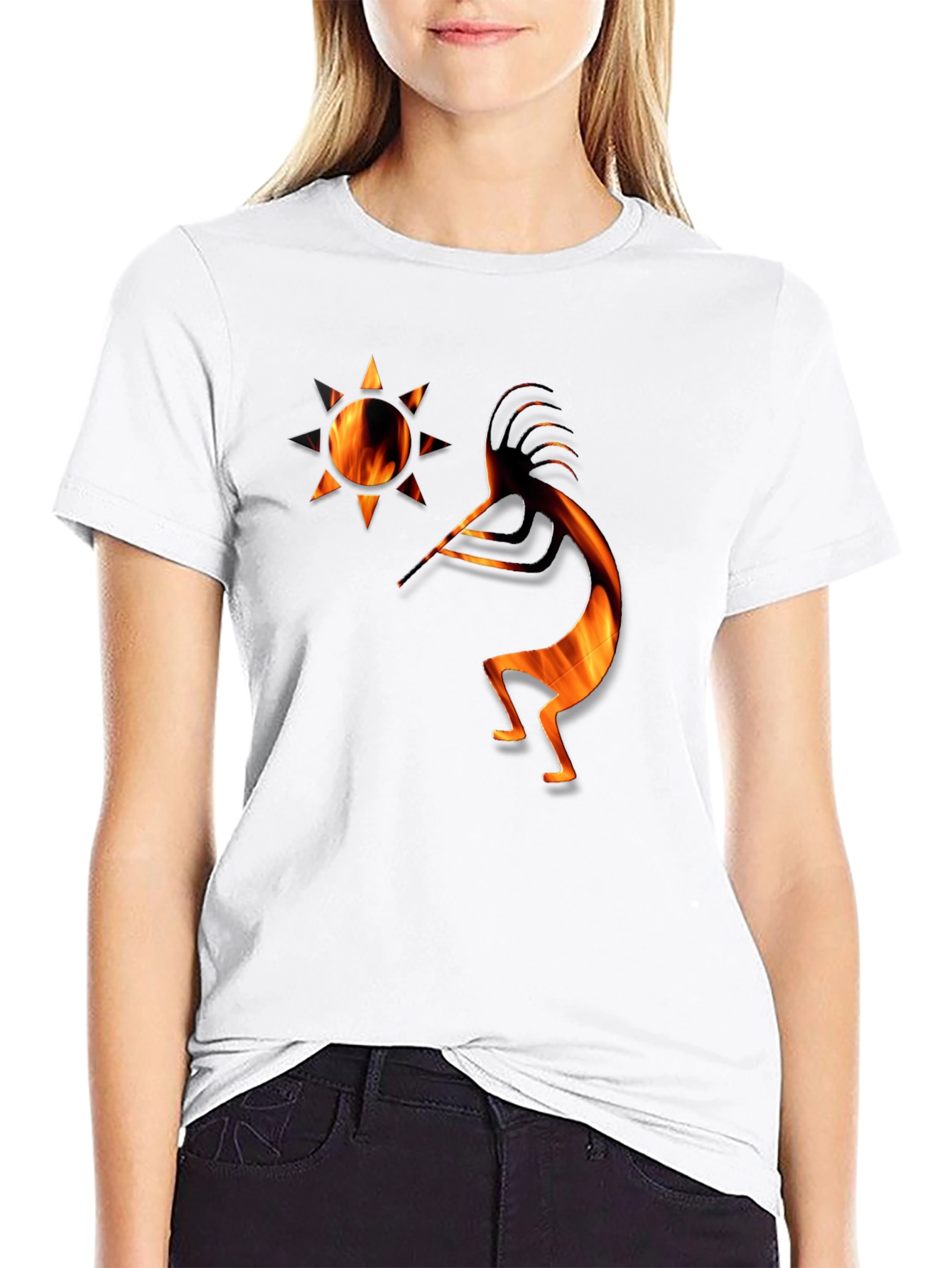 Kokopelli Fire Art Graphic T-Shirt