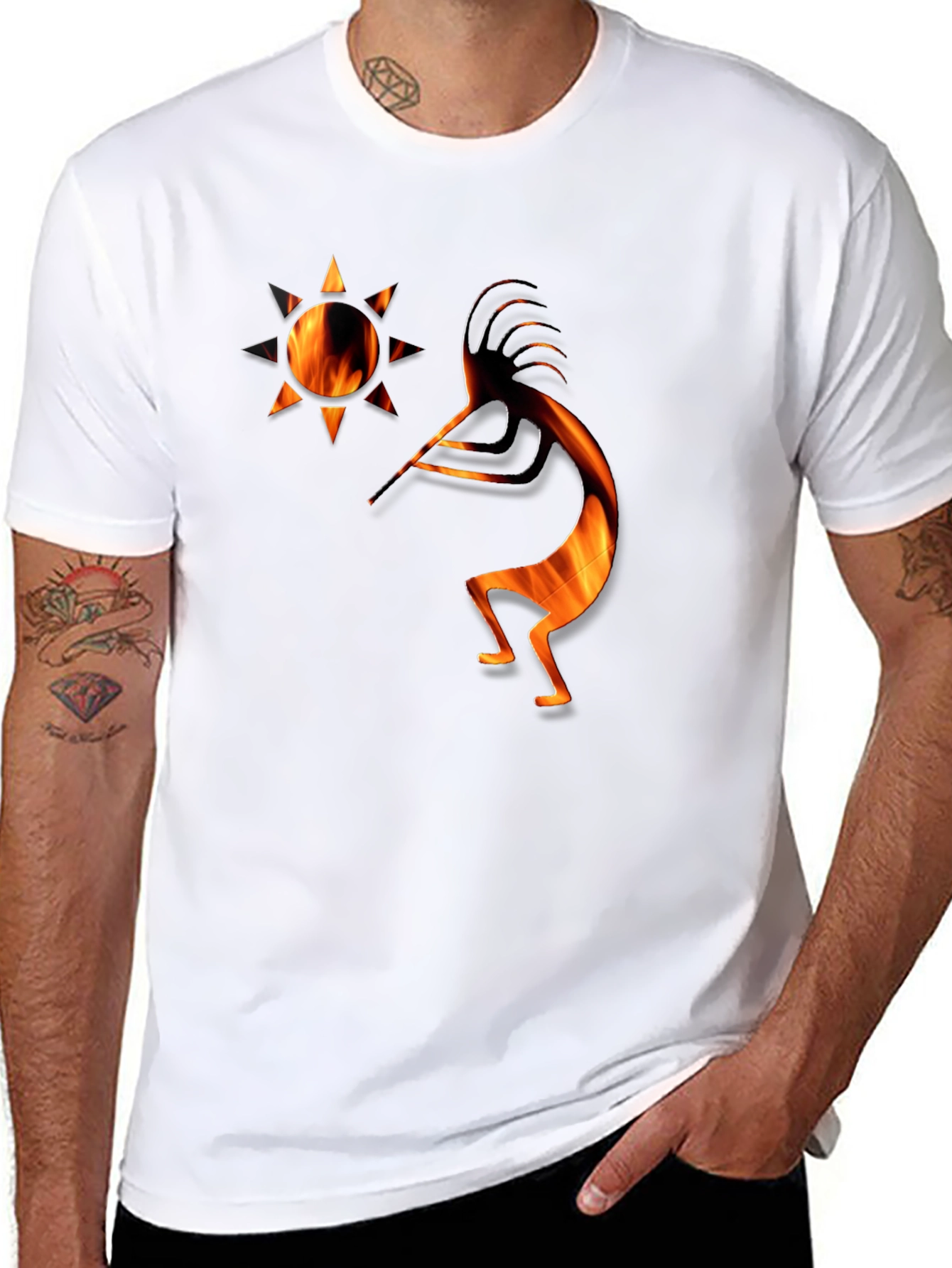 Kokopelli Fire Art Graphic T-Shirt