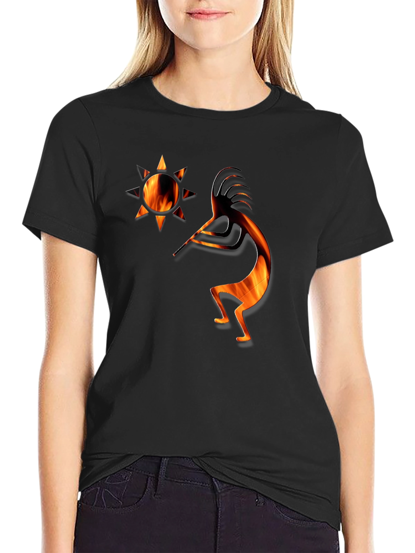 Kokopelli Fire Art Graphic T-Shirt
