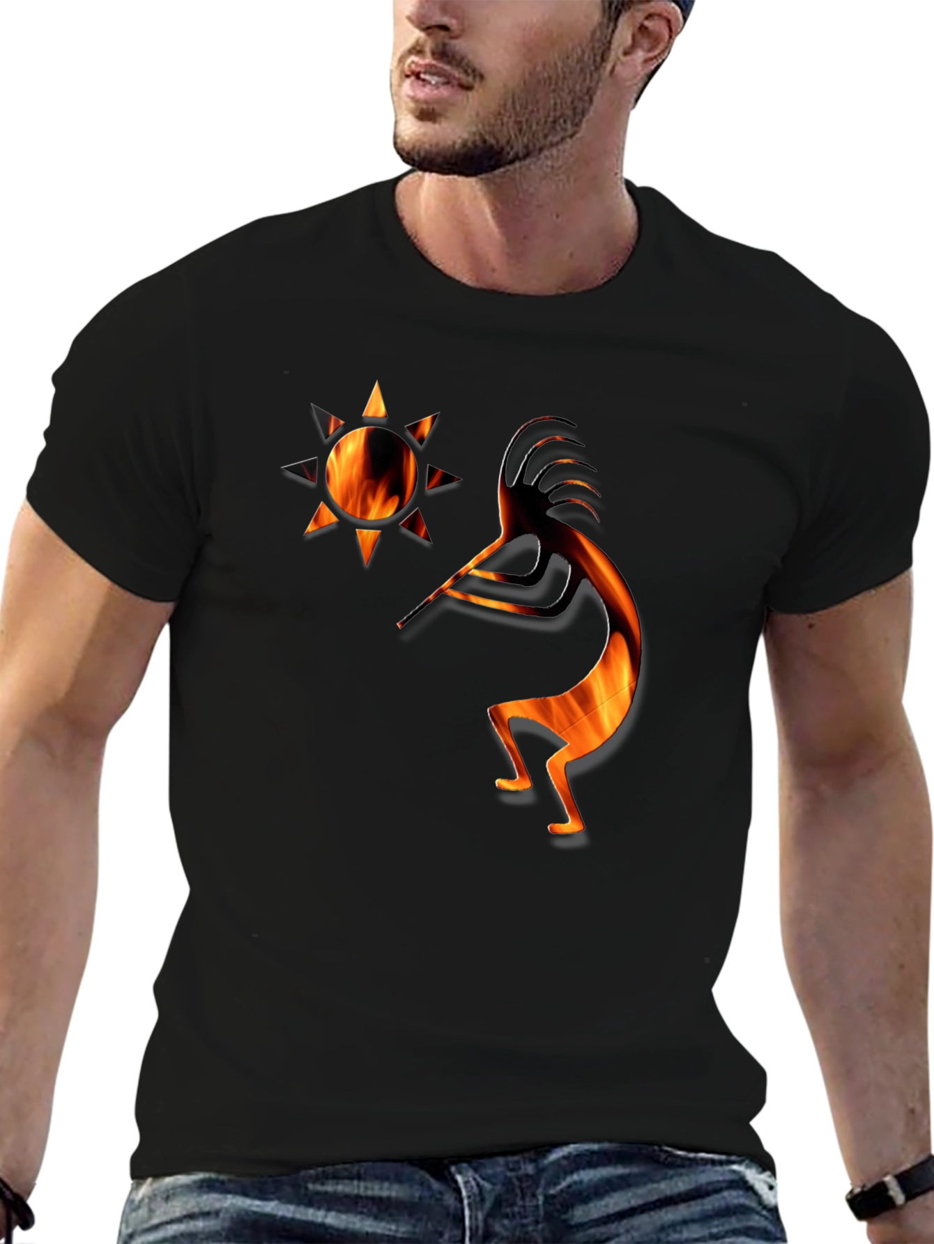 Kokopelli Fire Art Graphic T-Shirt