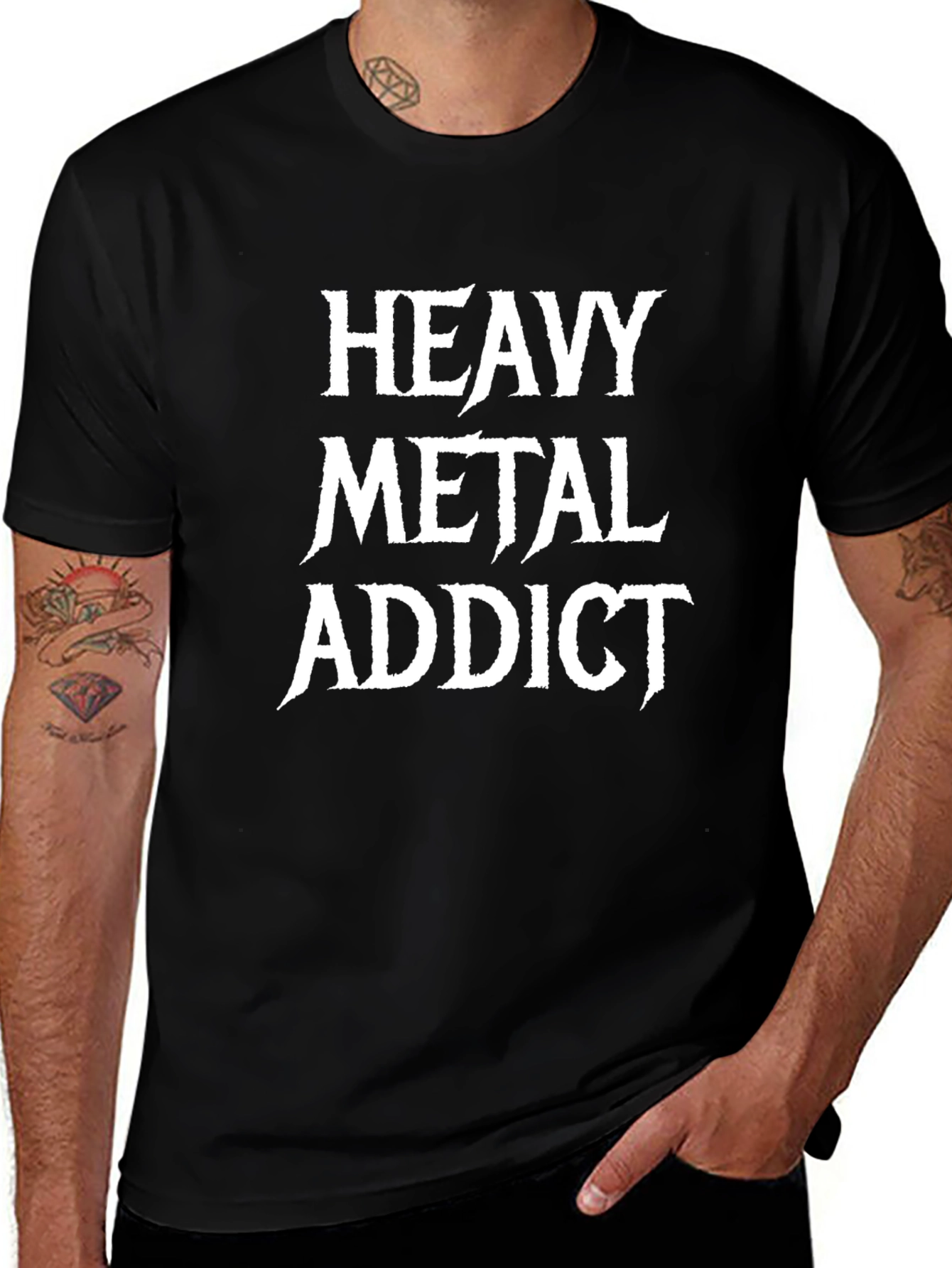 Heavy Metal Addict Black Graphic T-Shirt