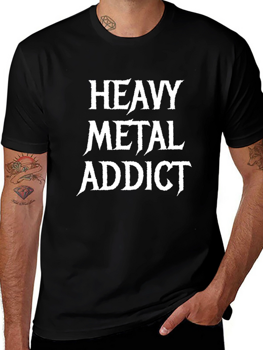 Heavy Metal Addict Black Graphic T-Shirt
