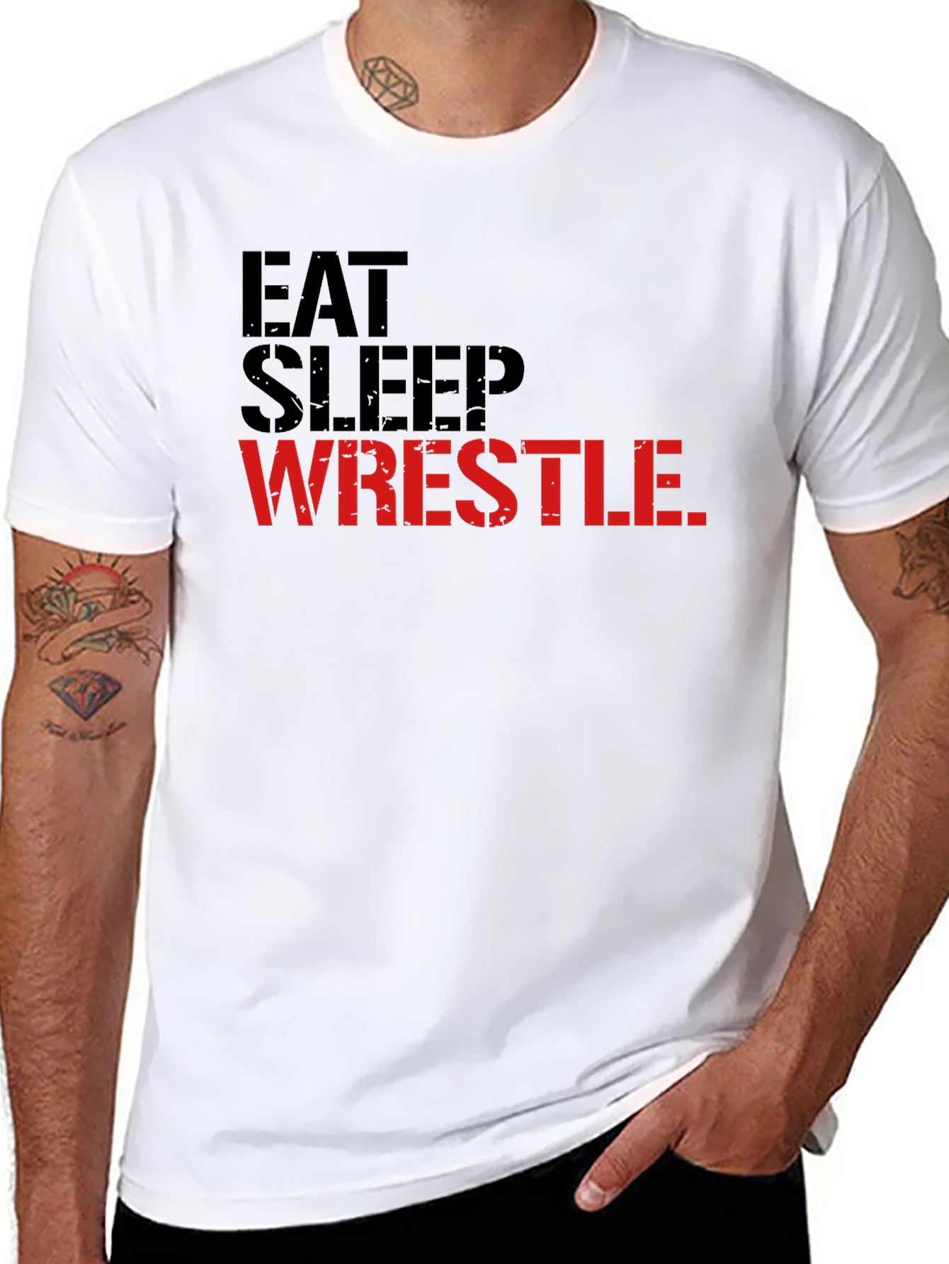 Eat Sleep Wrestle Black Graphic Tee