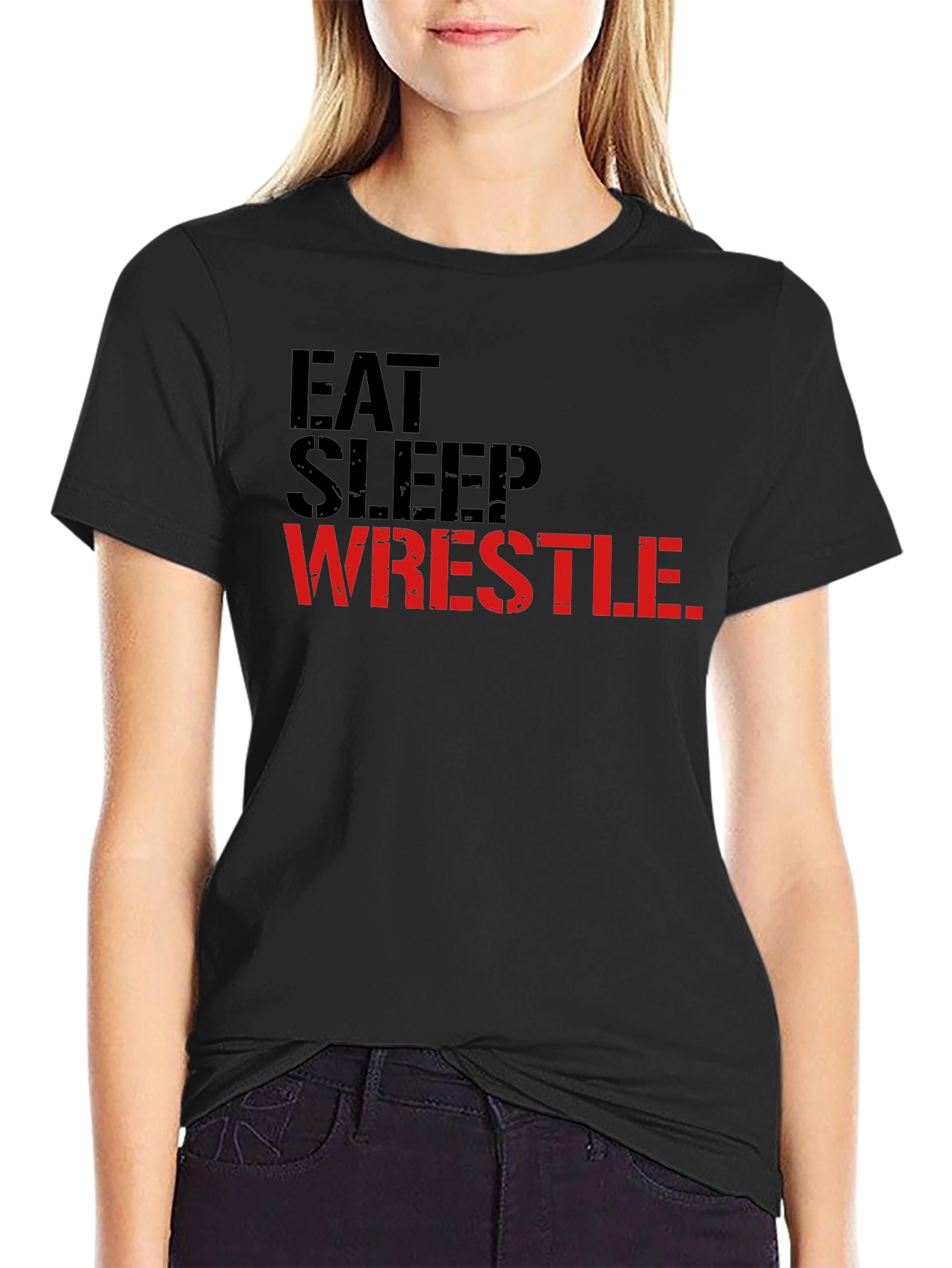 Eat Sleep Wrestle Black Graphic Tee