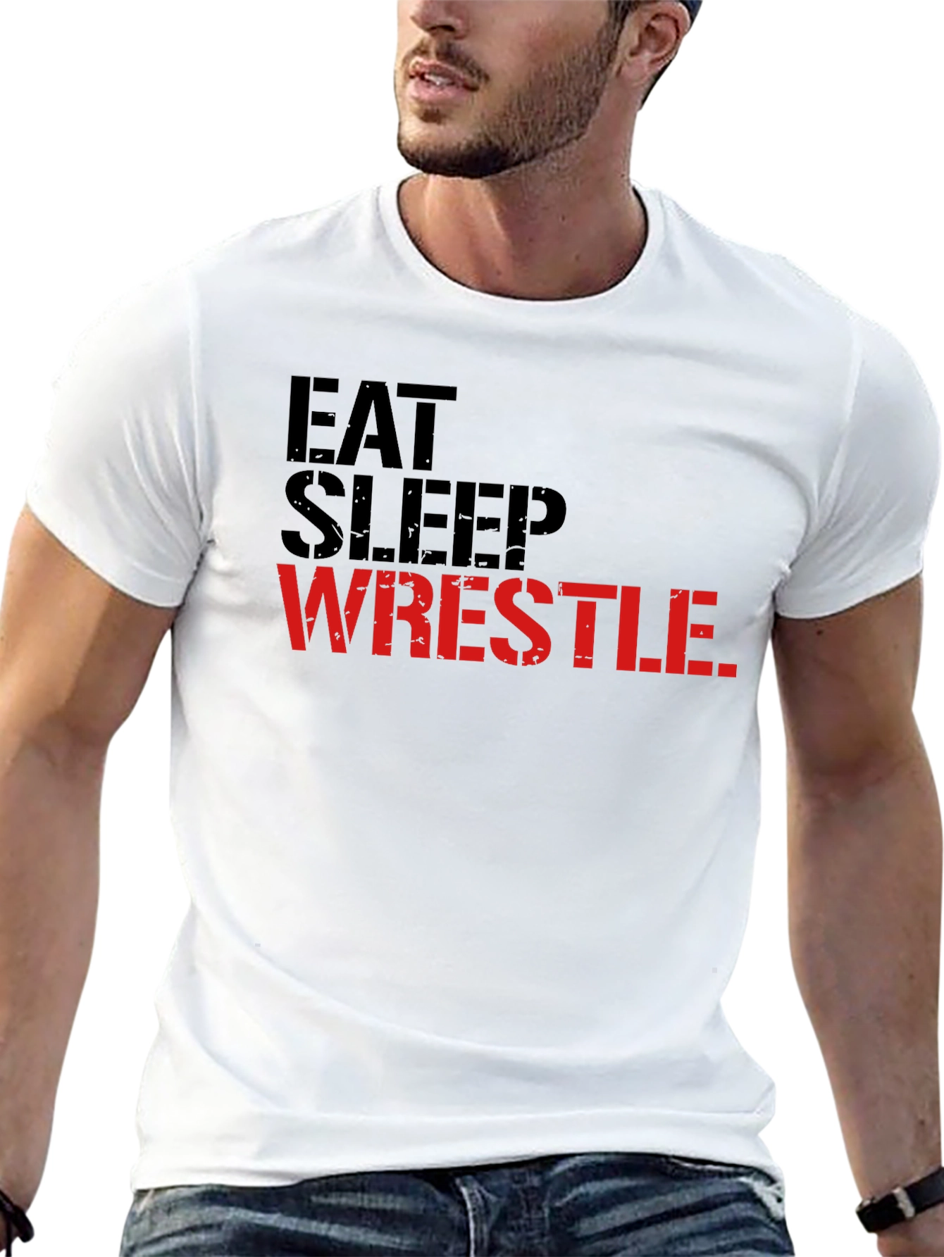 Eat Sleep Wrestle Black Graphic Tee
