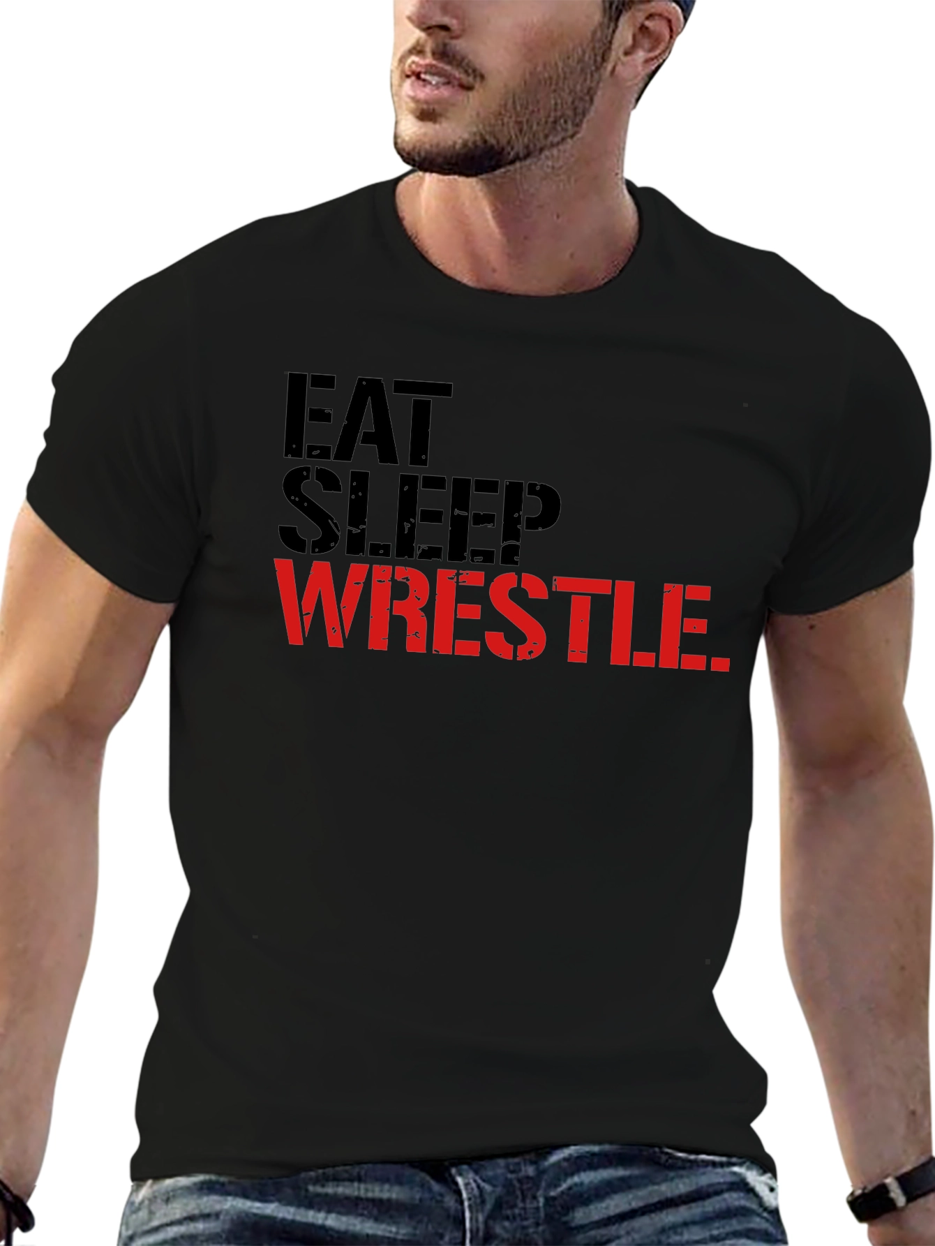 Eat Sleep Wrestle Black Graphic Tee