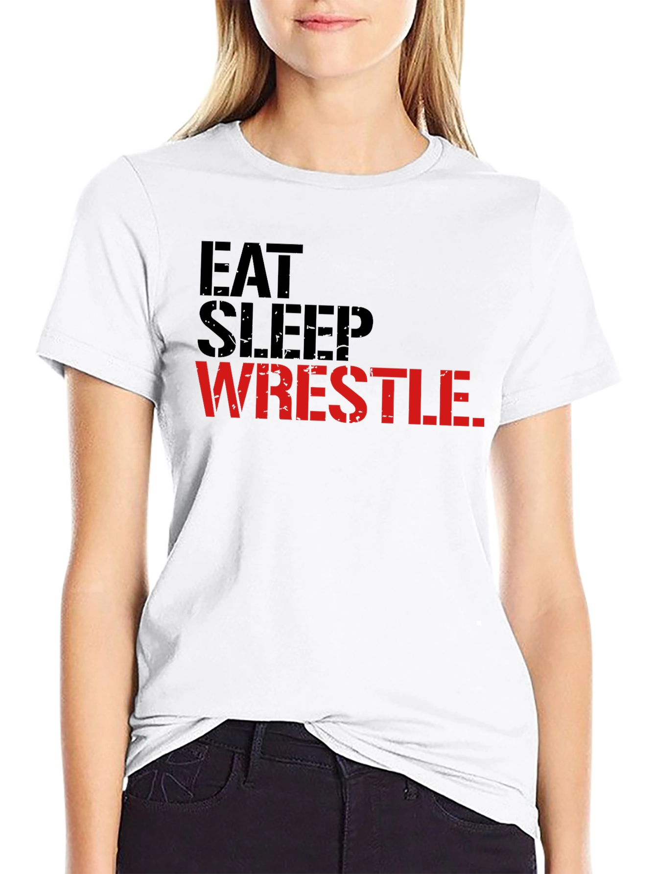 Eat Sleep Wrestle Black Graphic Tee