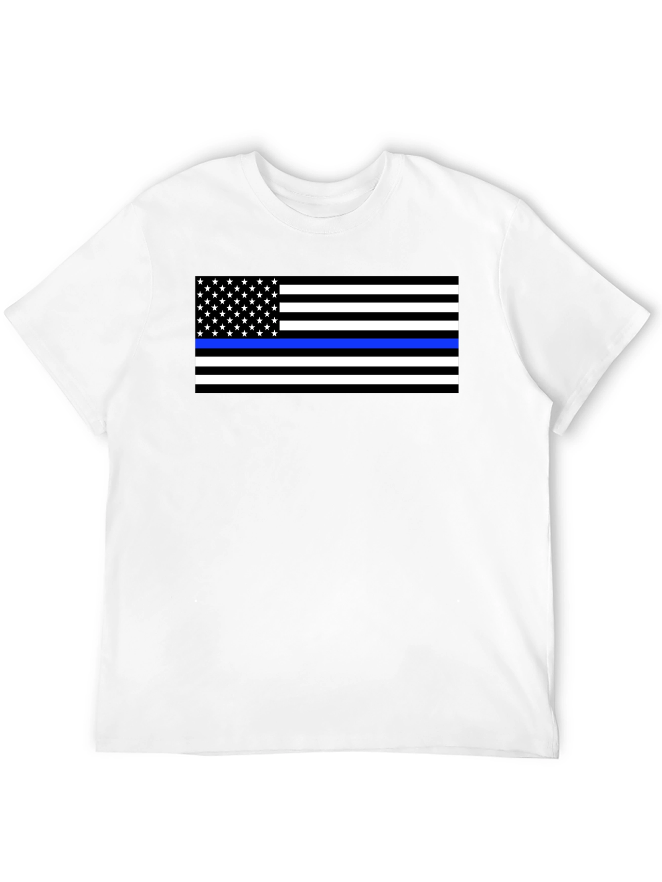 Thin Blue Line Flag Graphic T-Shirt - Black