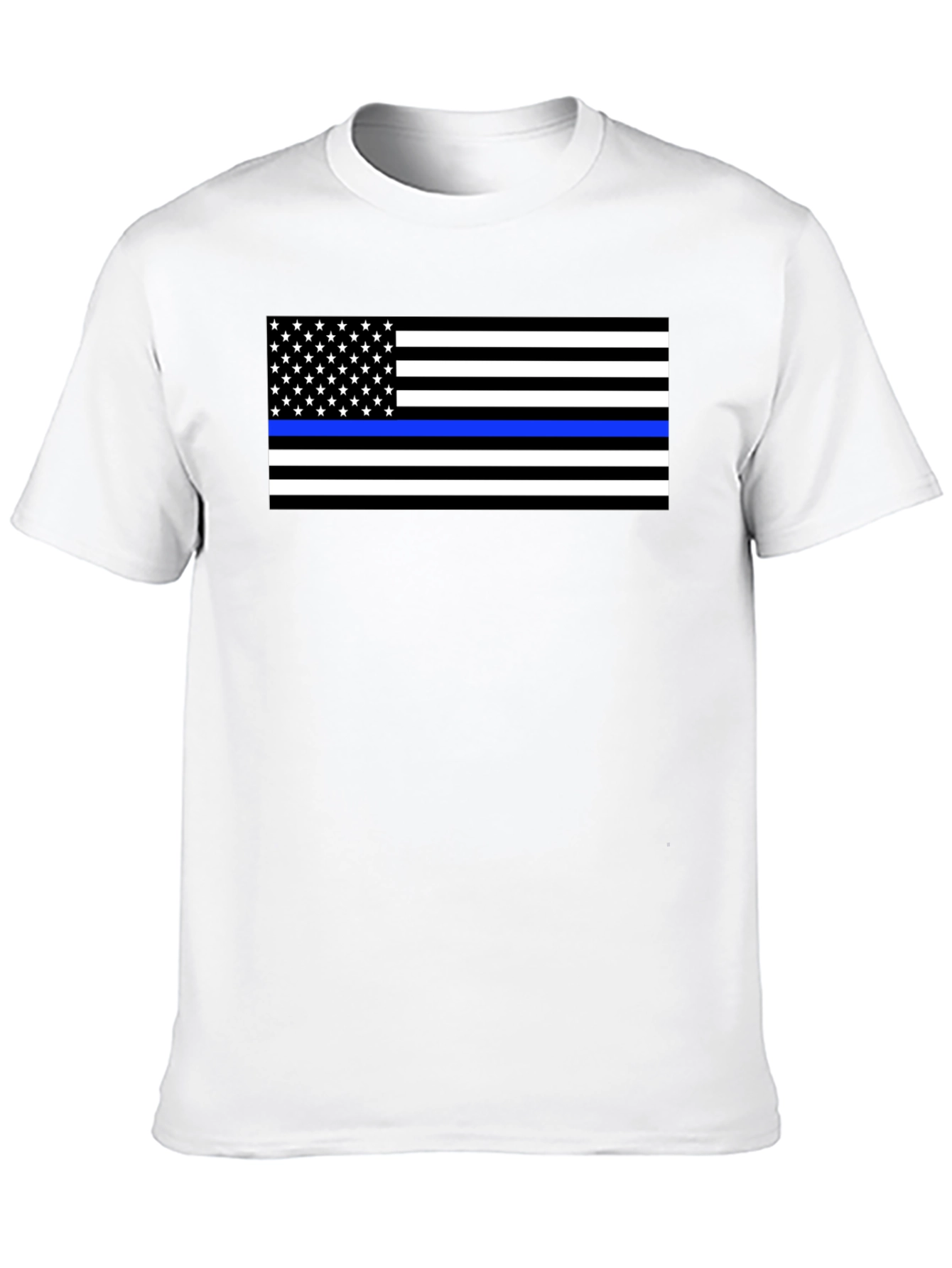 Thin Blue Line Flag Graphic T-Shirt - Black