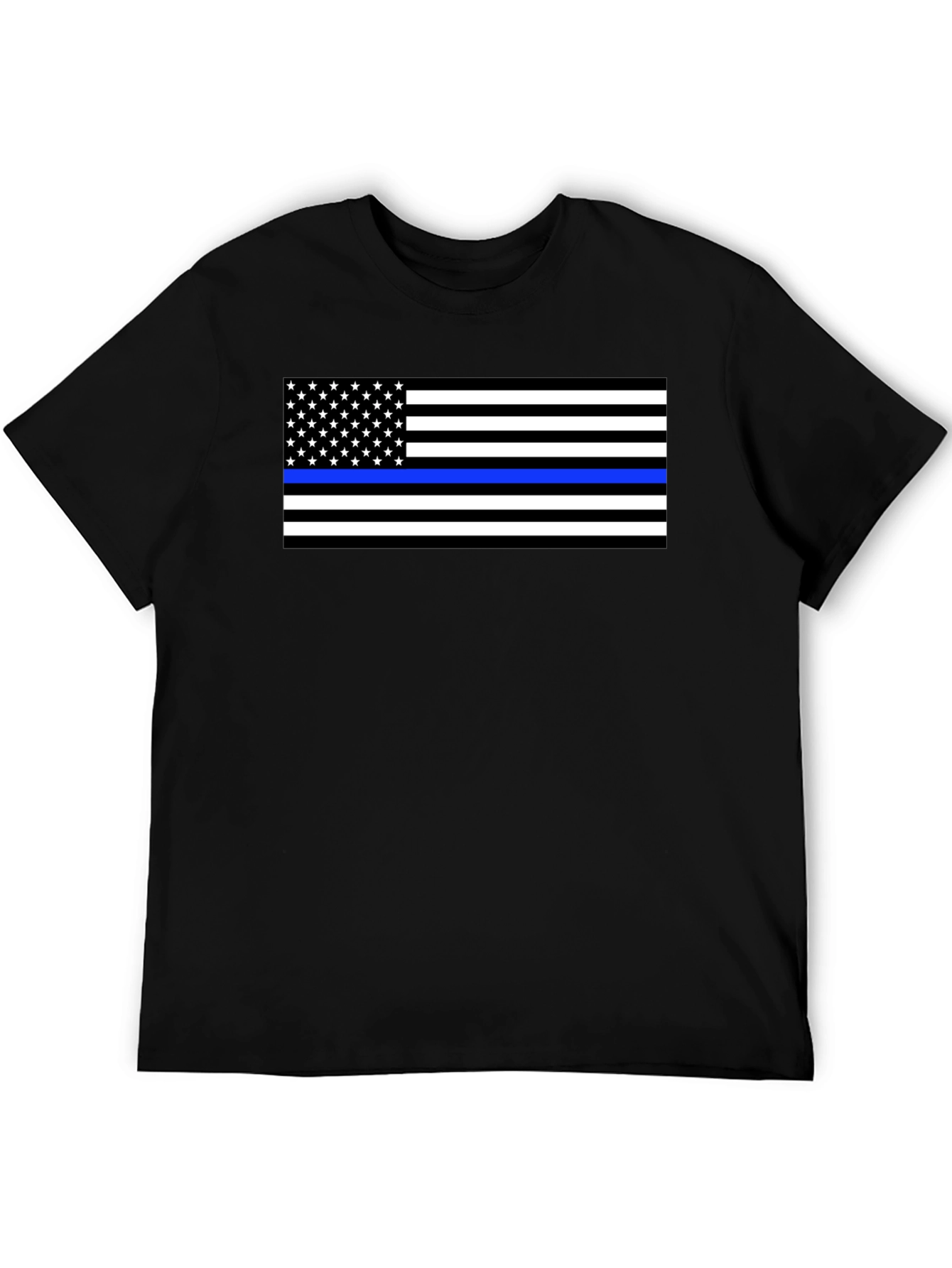 Thin Blue Line Flag Graphic T-Shirt - Black