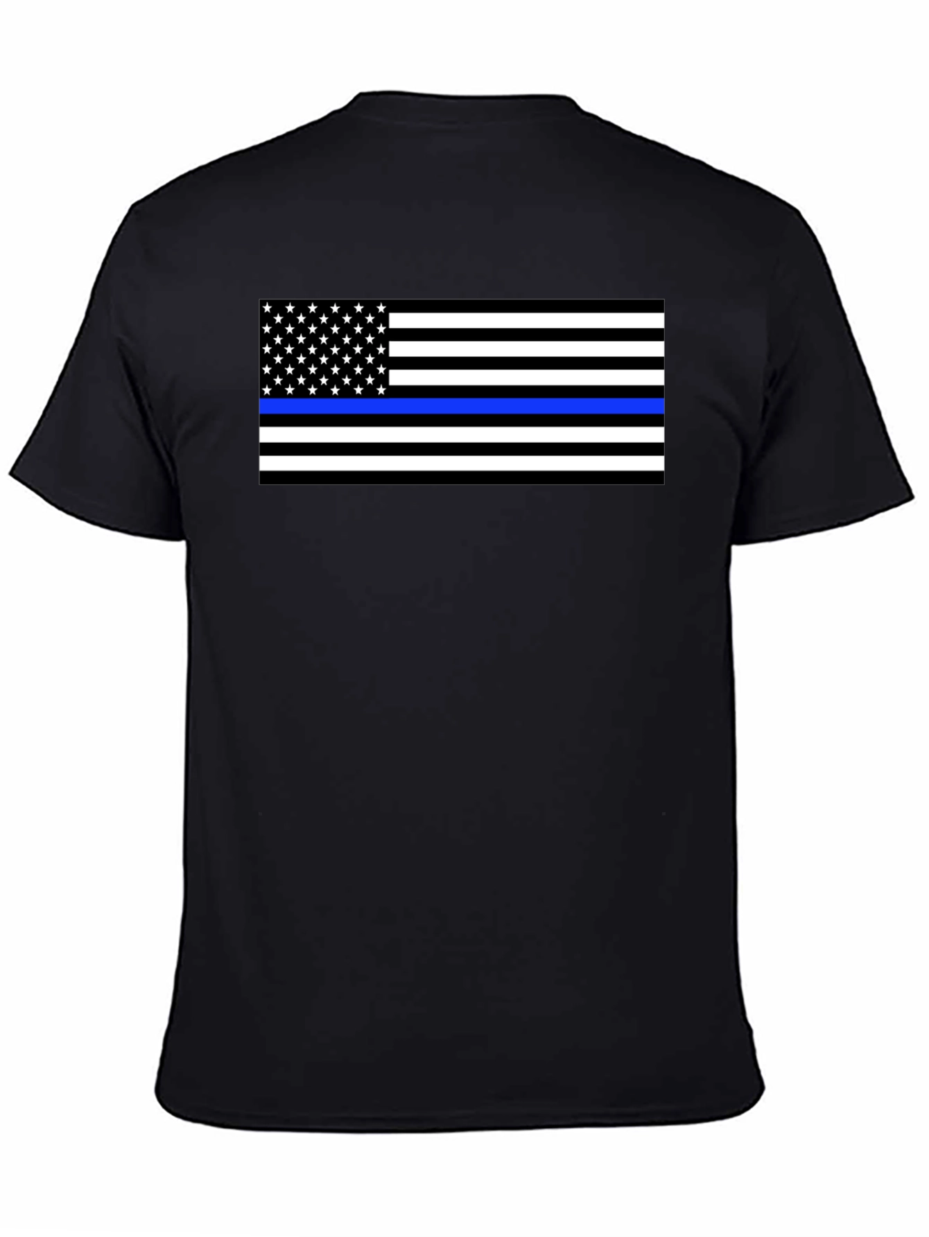 Thin Blue Line Flag Graphic T-Shirt - Black