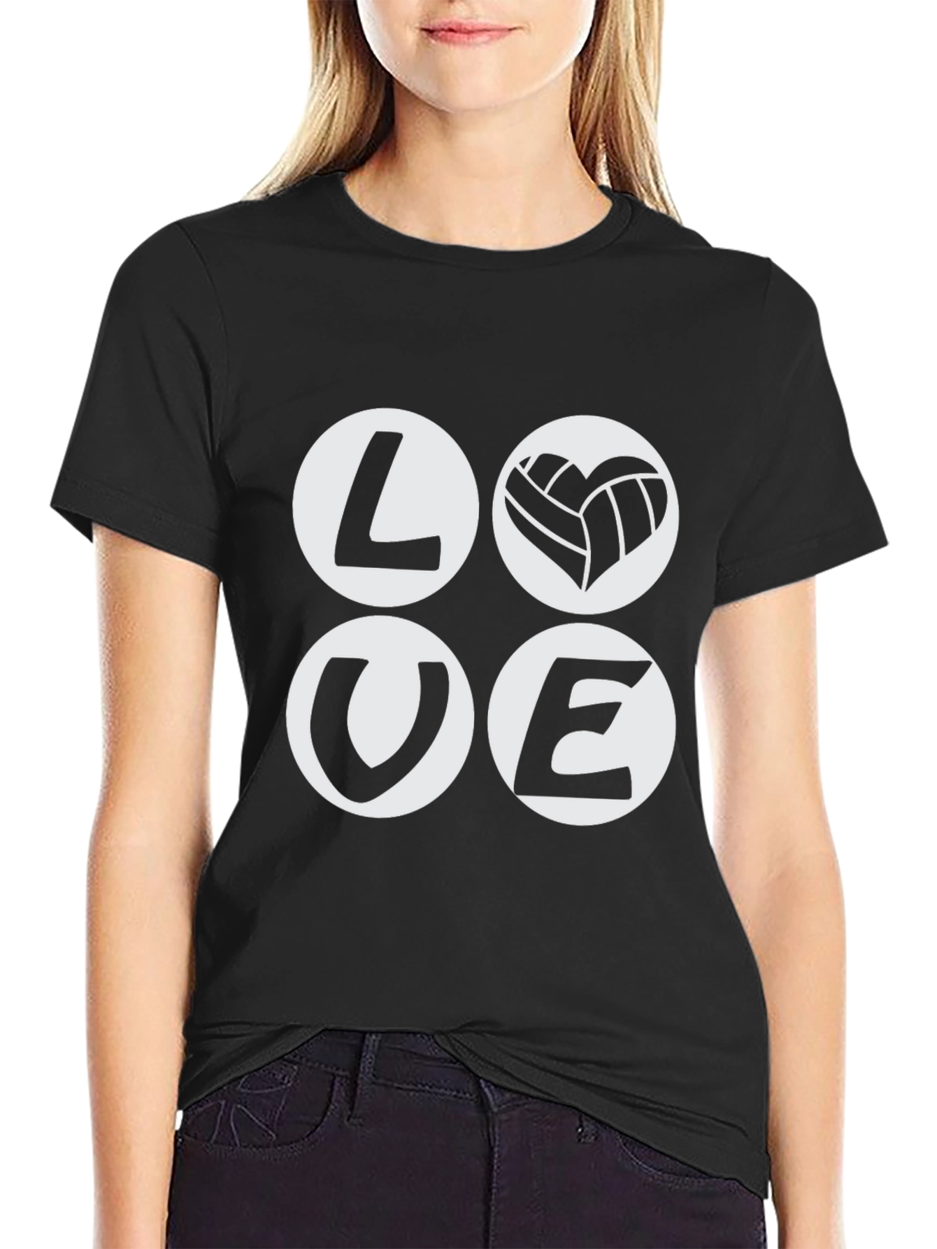 Love Volleyball Graphic Tee - Black Cotton T-Shirt