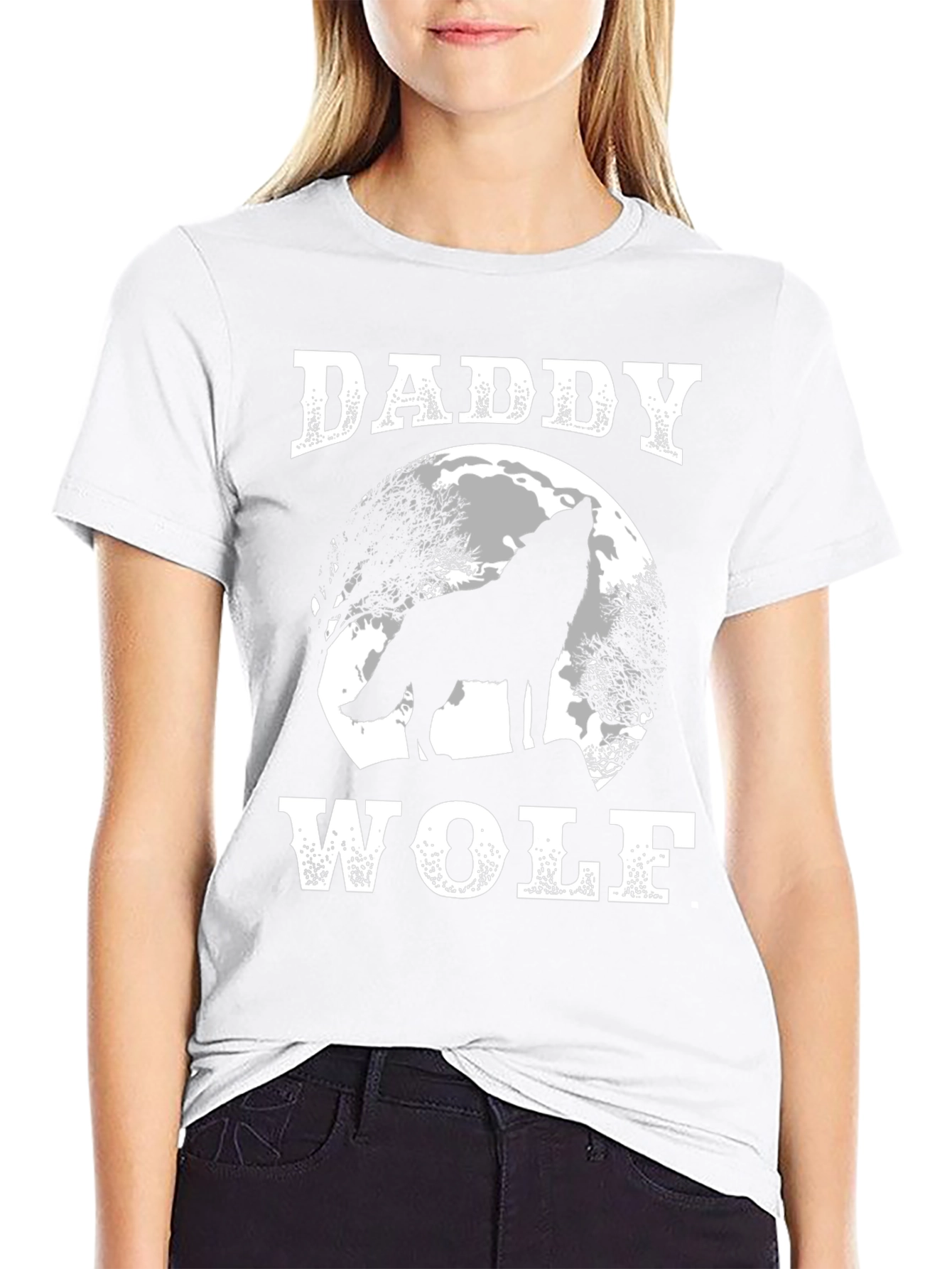 Daddy Wolf T-Shirt - Howling Wolf Design