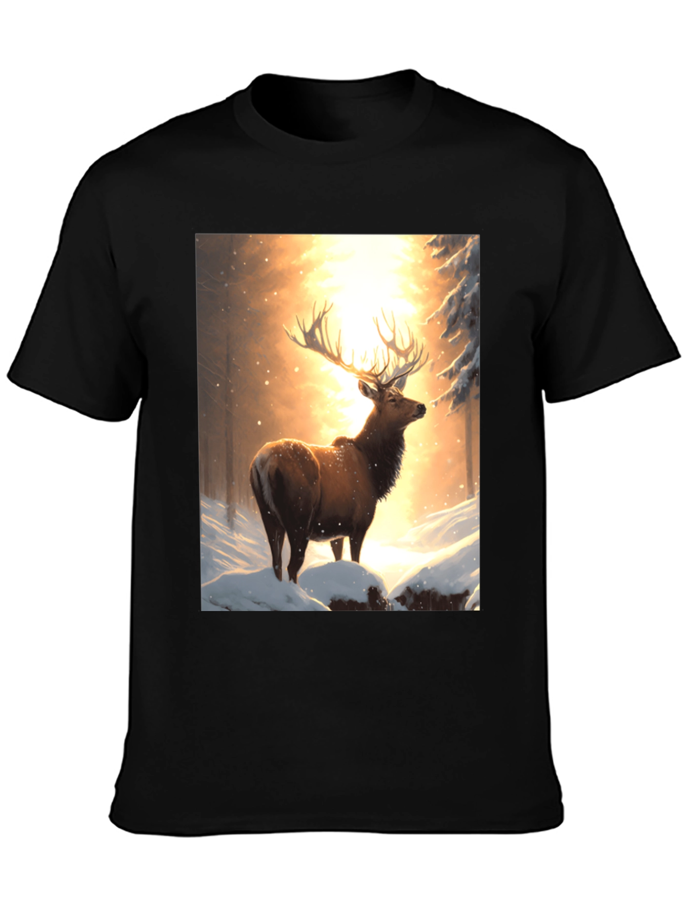Elk in Snowy Forest T-Shirt