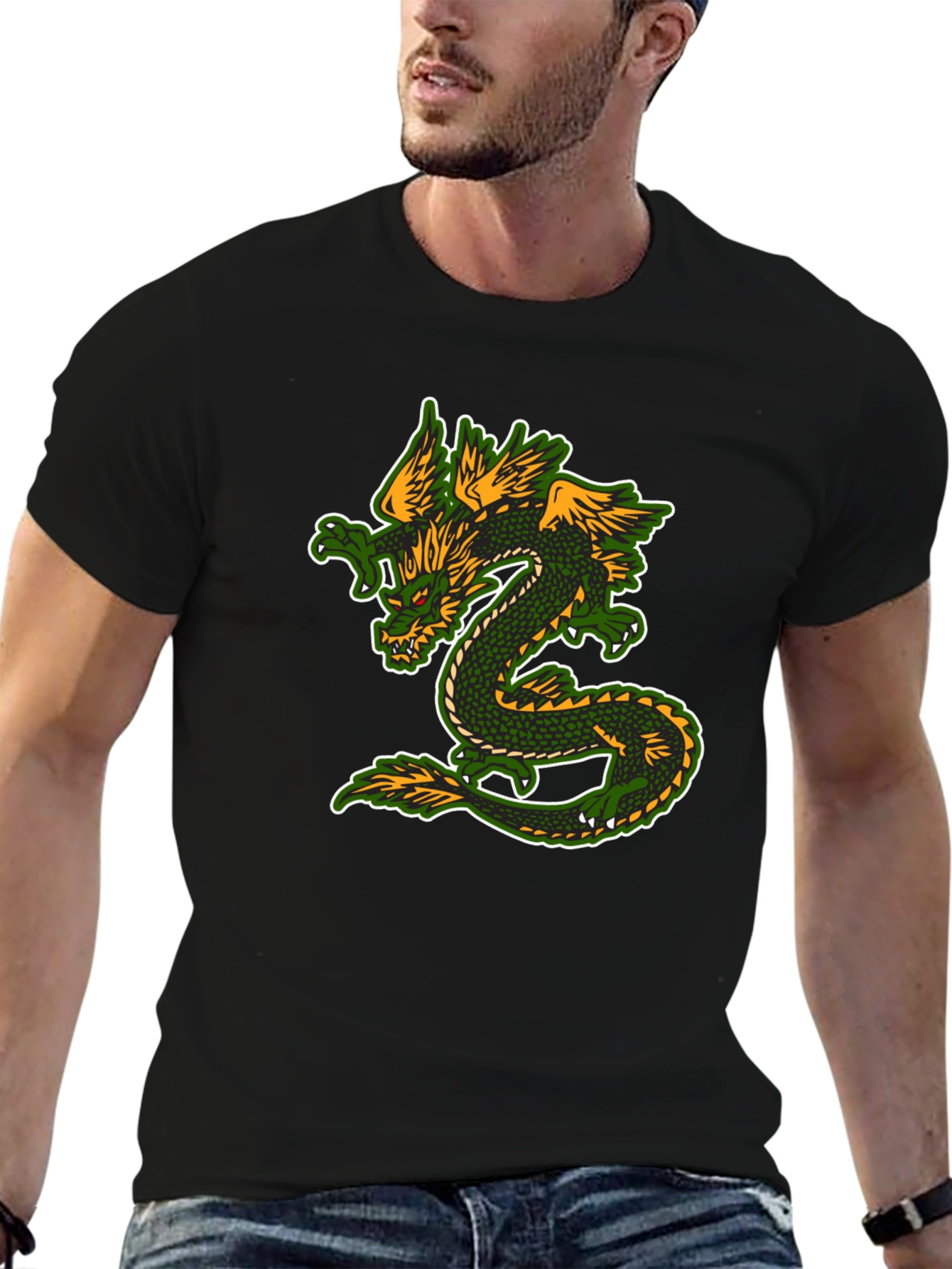 Dragon Graphic T-Shirt - Black Cotton Blend Tee