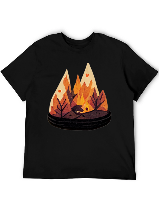 Autumn Campfire Graphic Tee - Black