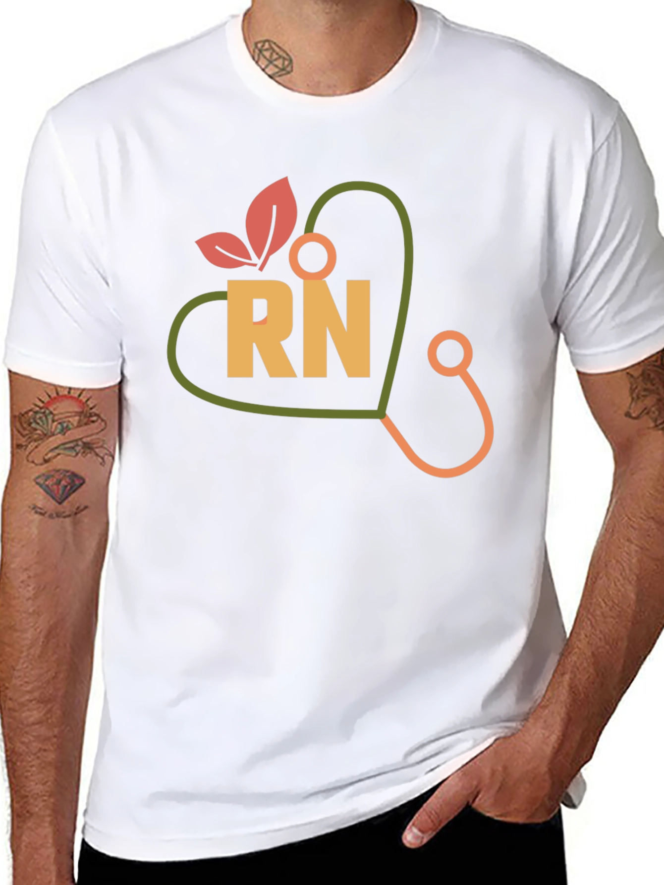 RN Heart Stethoscope Graphic T-Shirt