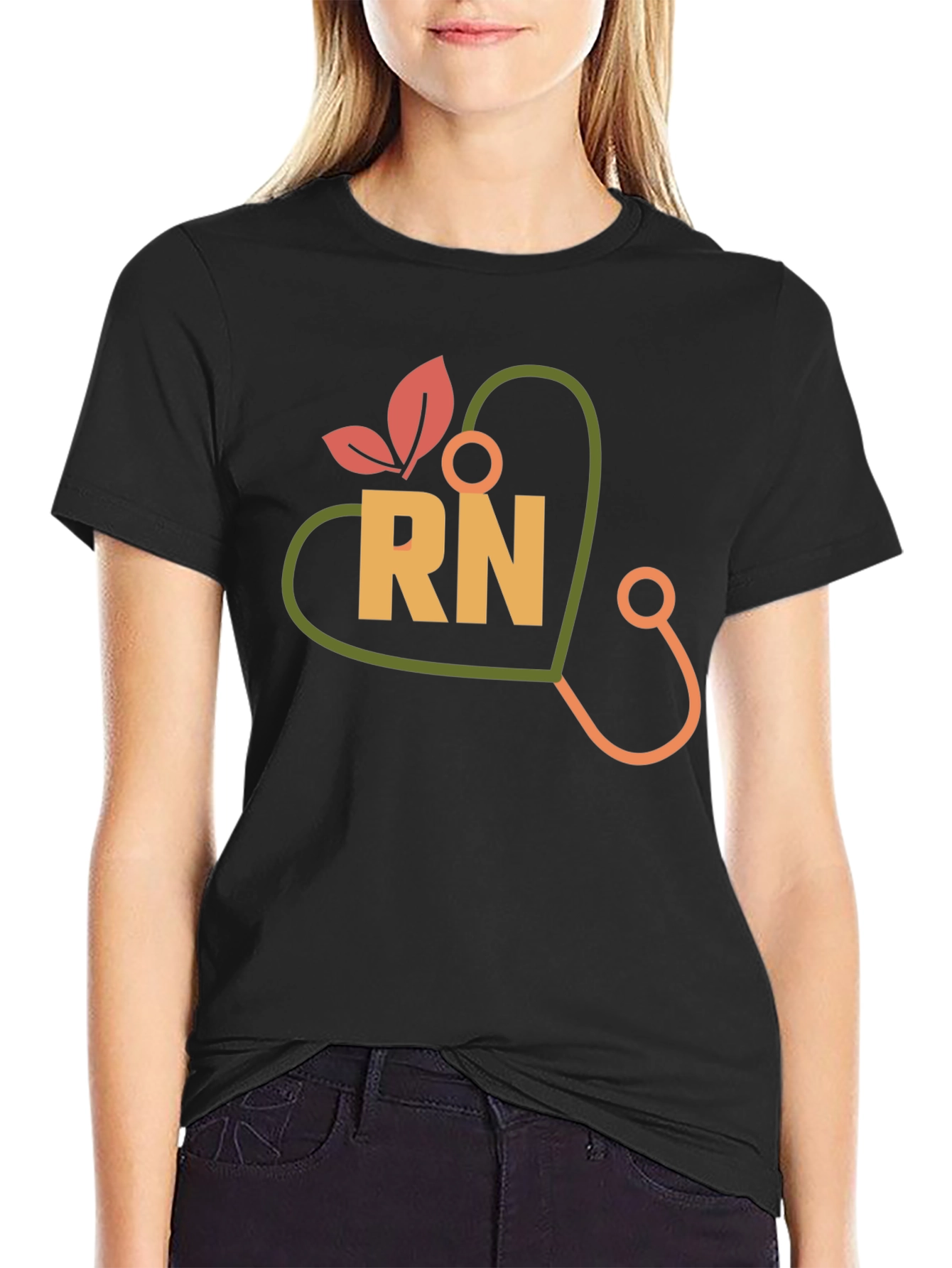 RN Heart Stethoscope Graphic T-Shirt