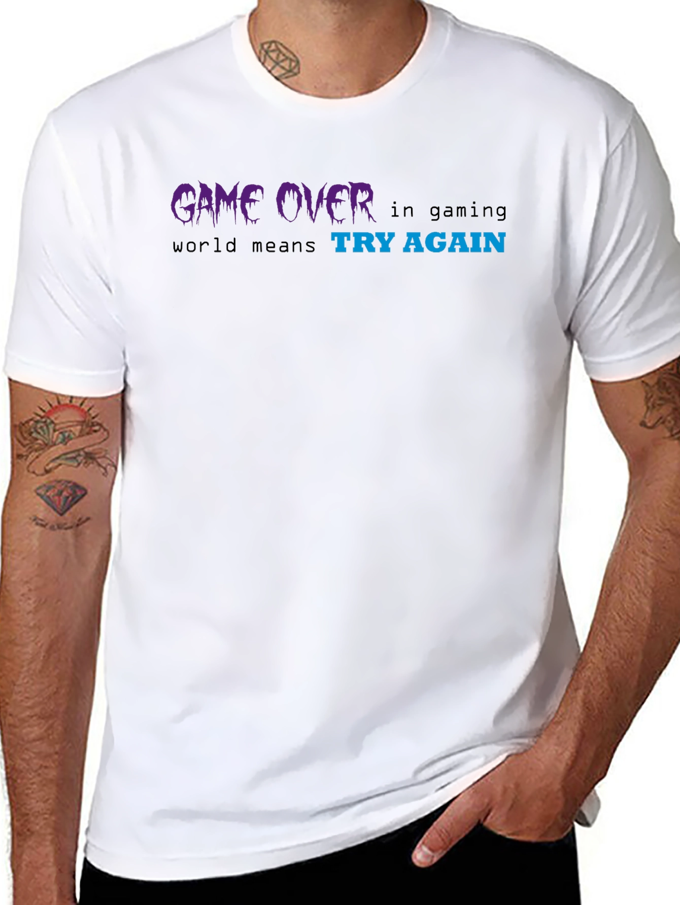Game Over Try Again Black Graphic Tee