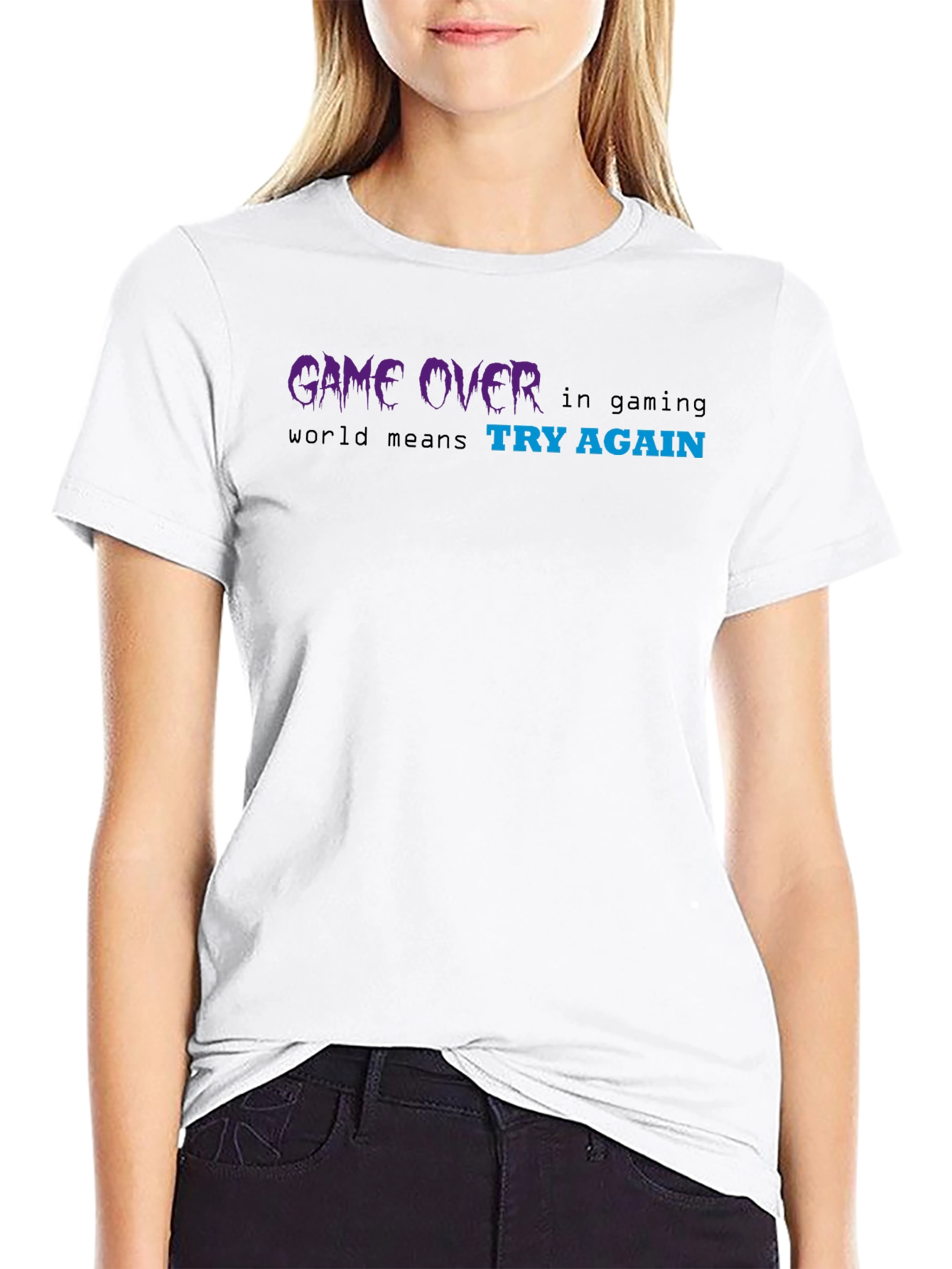 Game Over Try Again Black Graphic Tee