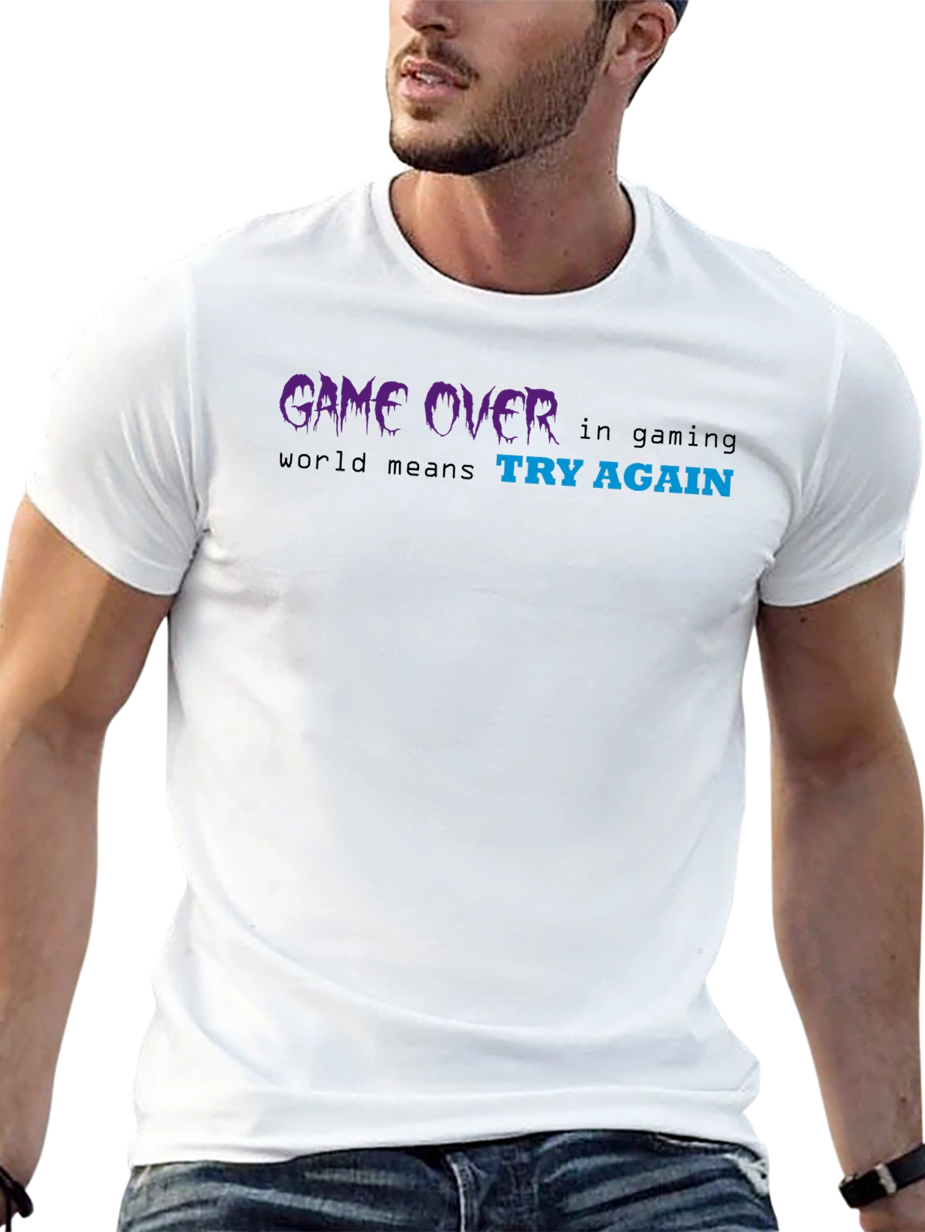 Game Over Try Again Black Graphic Tee