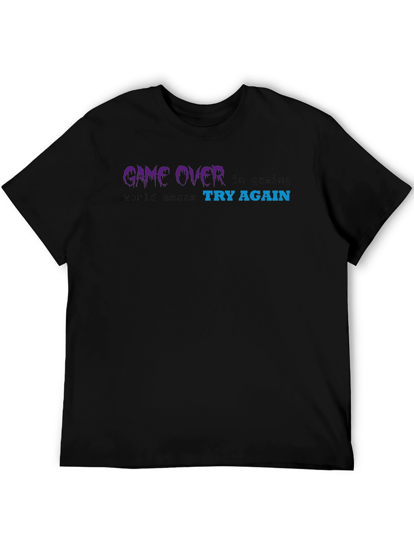 Game Over Try Again Black Graphic Tee
