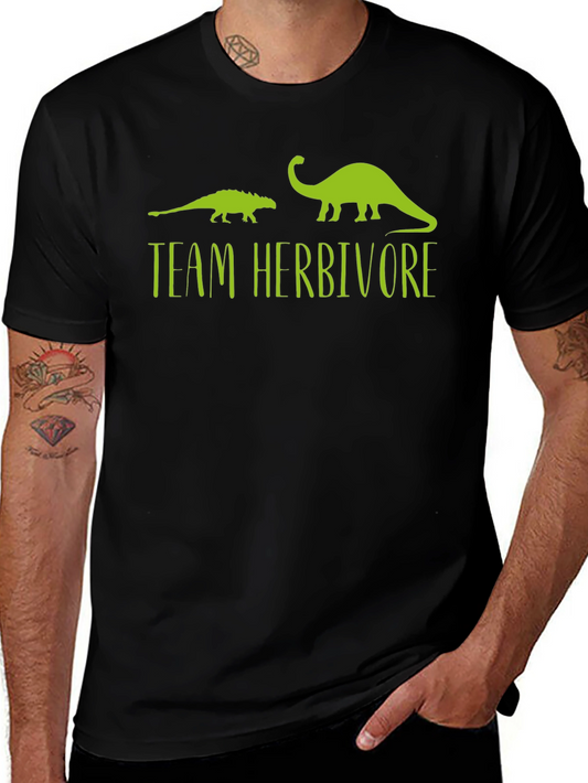 Team Herbivore Dinosaur Graphic Tee - Black Cotton T-Shirt
