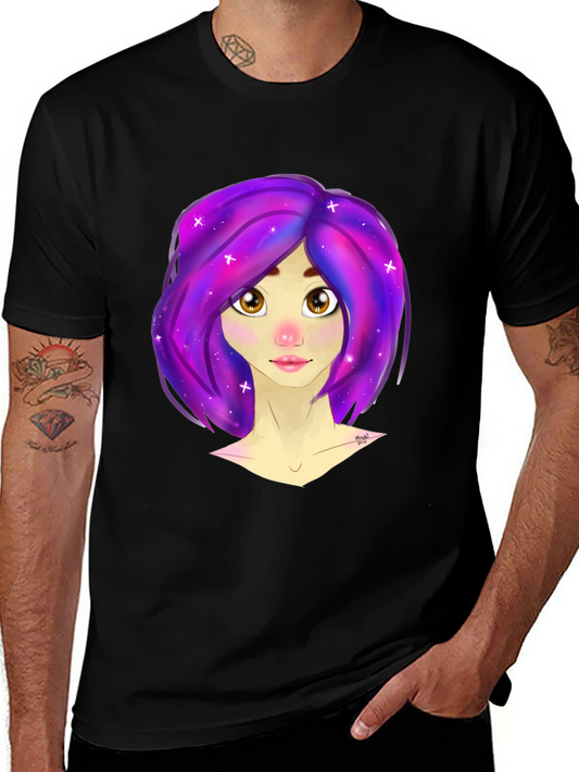 Galaxy Hair Girl Graphic Tee - Stylish & Unique
