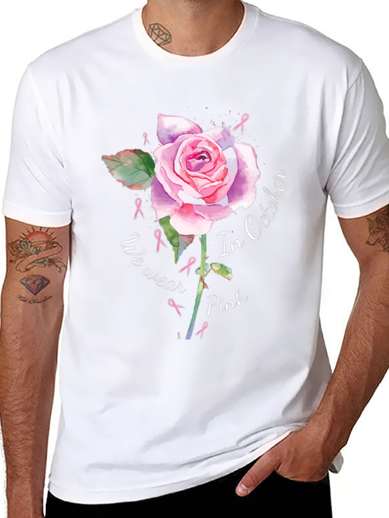 Pink Ribbon Rose T-Shirt