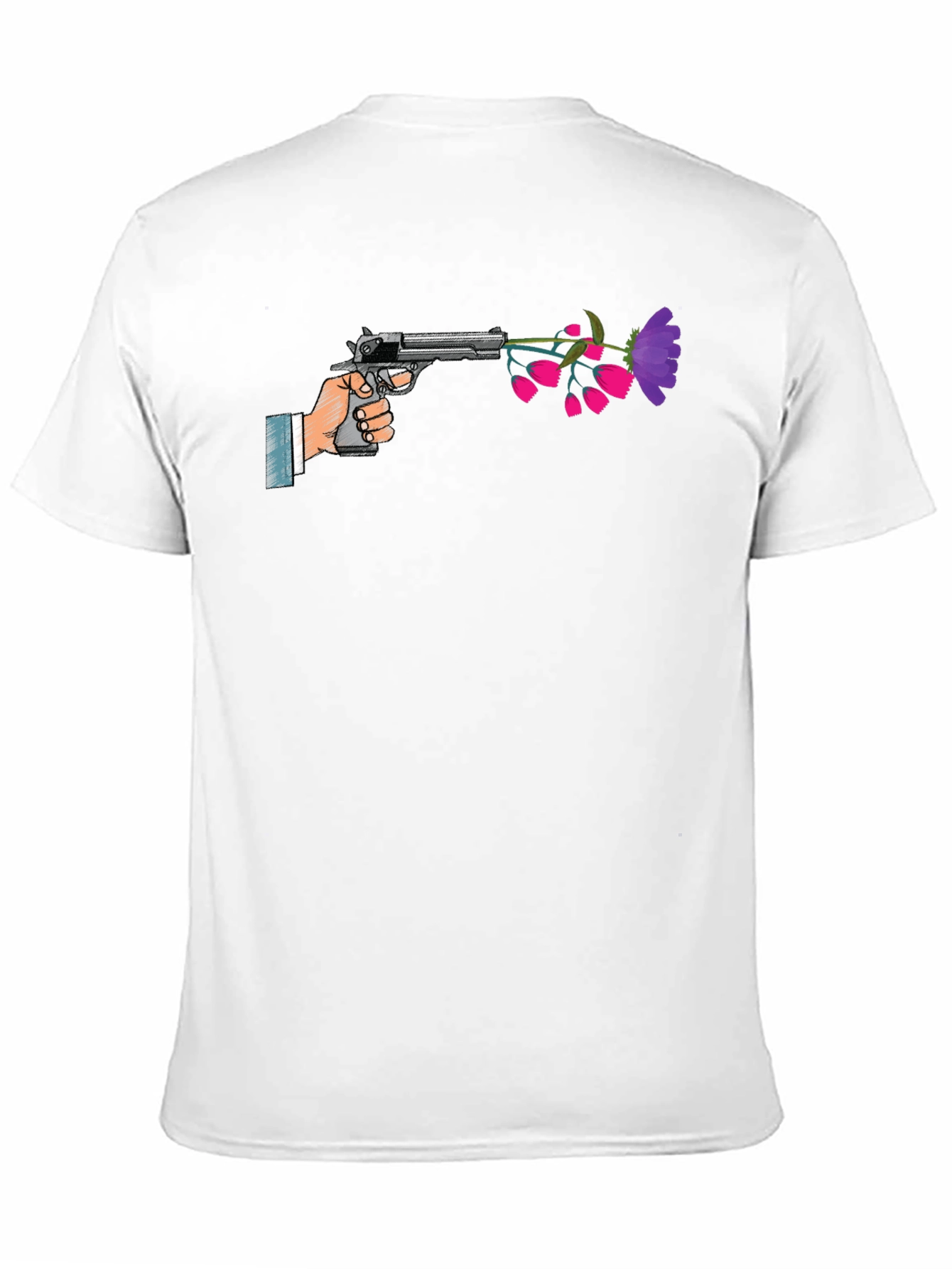 Peaceful Pistol Tee - Gun With Flowers Graphic