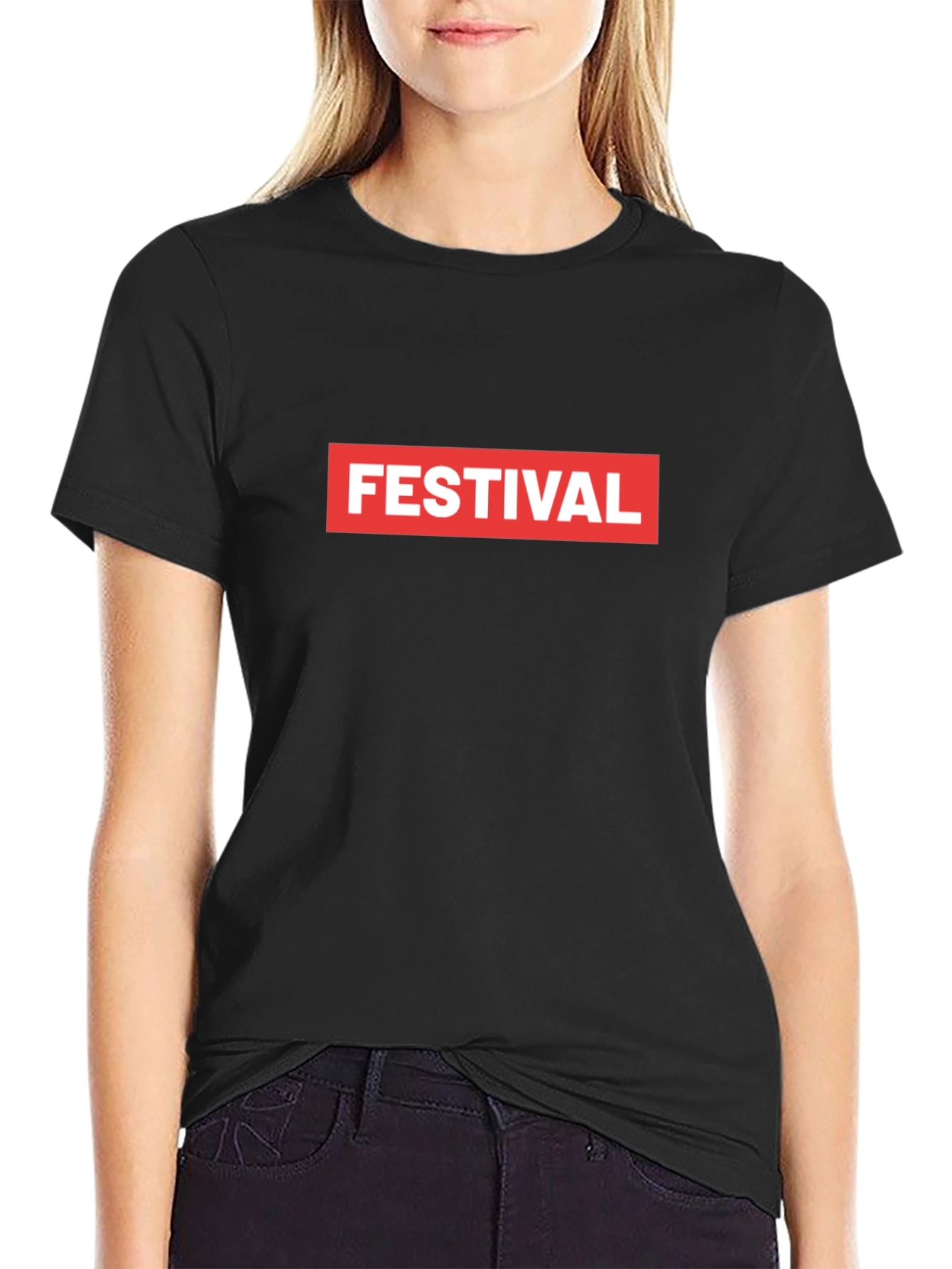 Festival Box Logo Graphic Tee - Cool Black T-Shirt