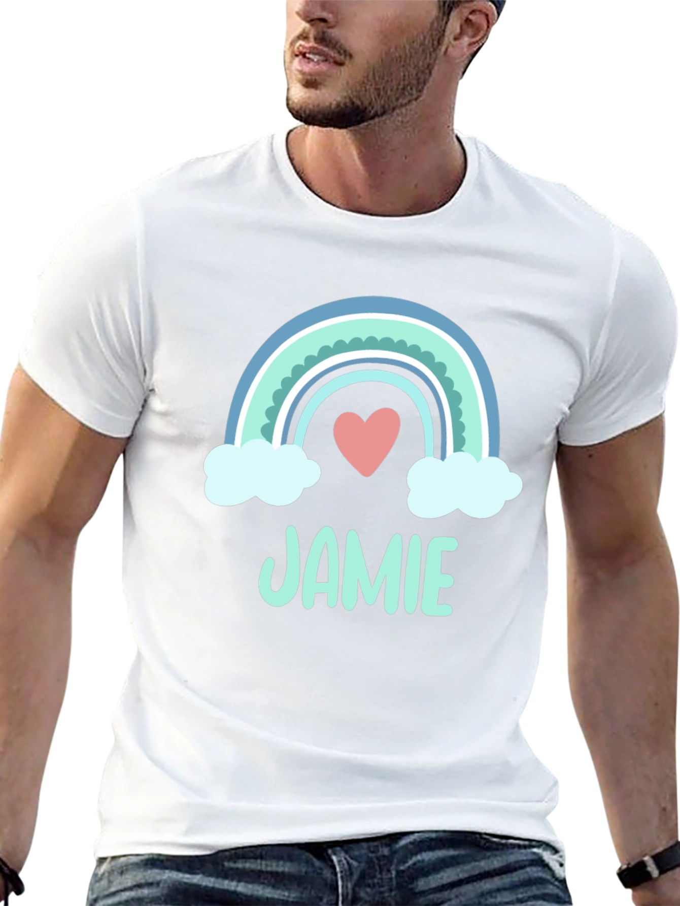 Jamie Rainbow Heart T-Shirt - Cute & Personalized