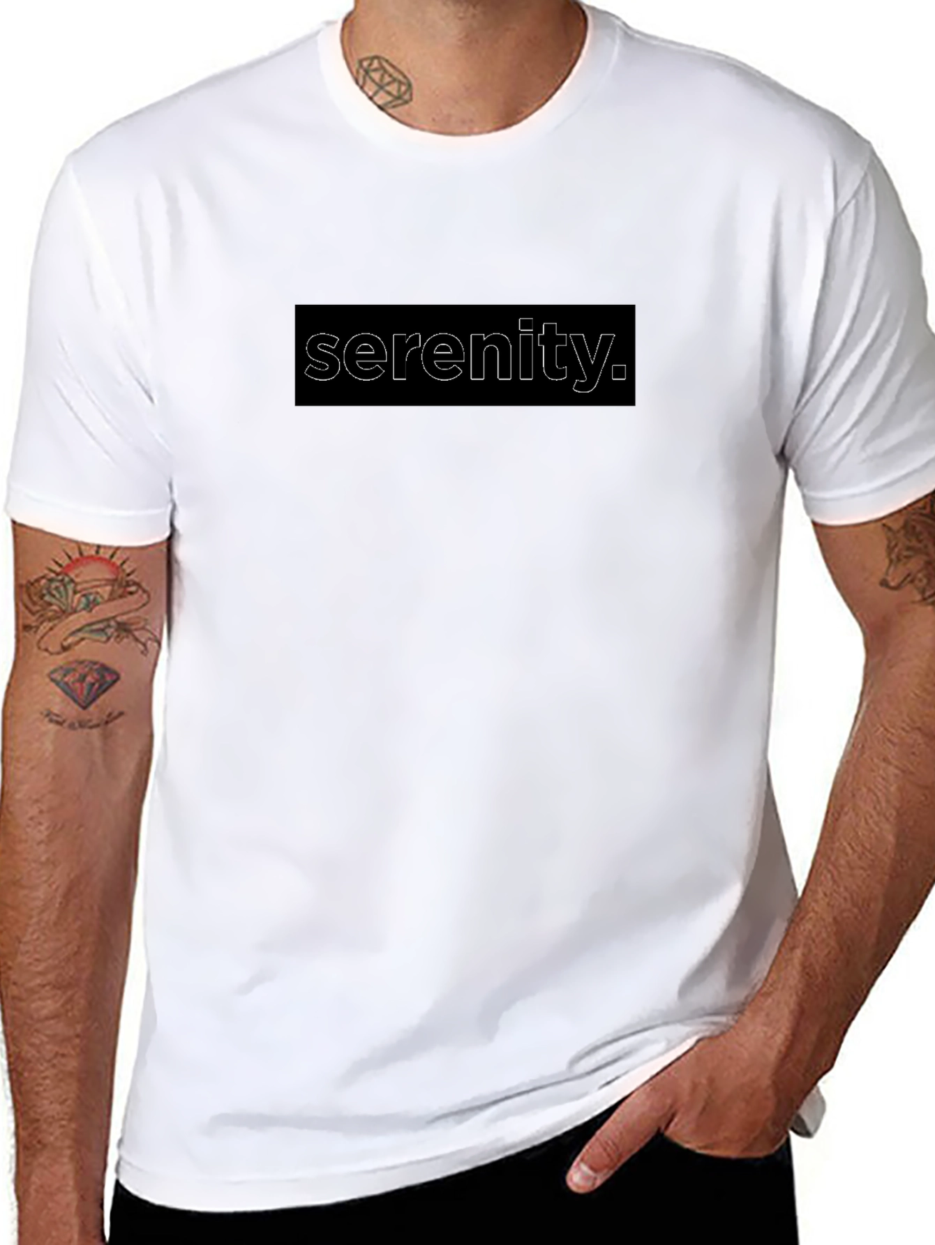 Serenity Graphic Tee - Stylish Mens Black T-Shirt