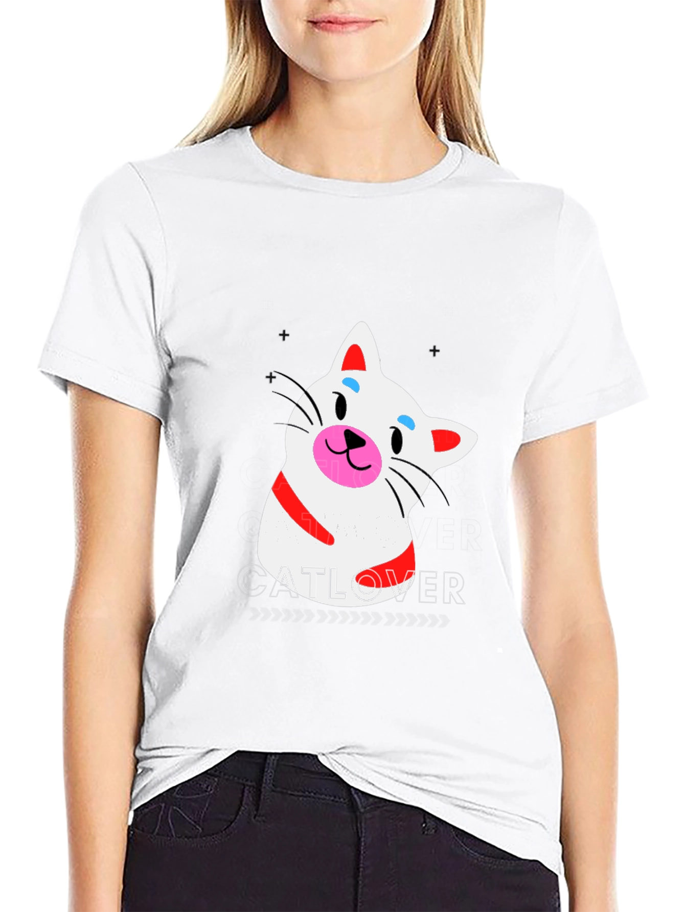 Cat Lover T-Shirt - Black Crew Neck Tee