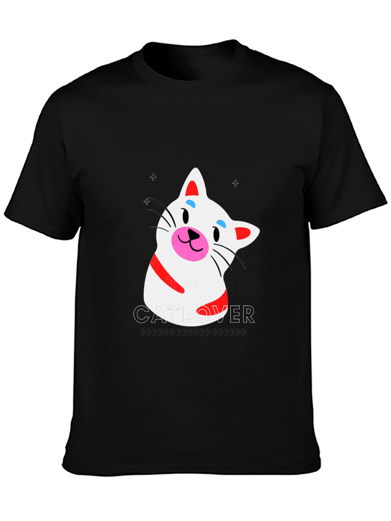Cat Lover T-Shirt - Black Crew Neck Tee