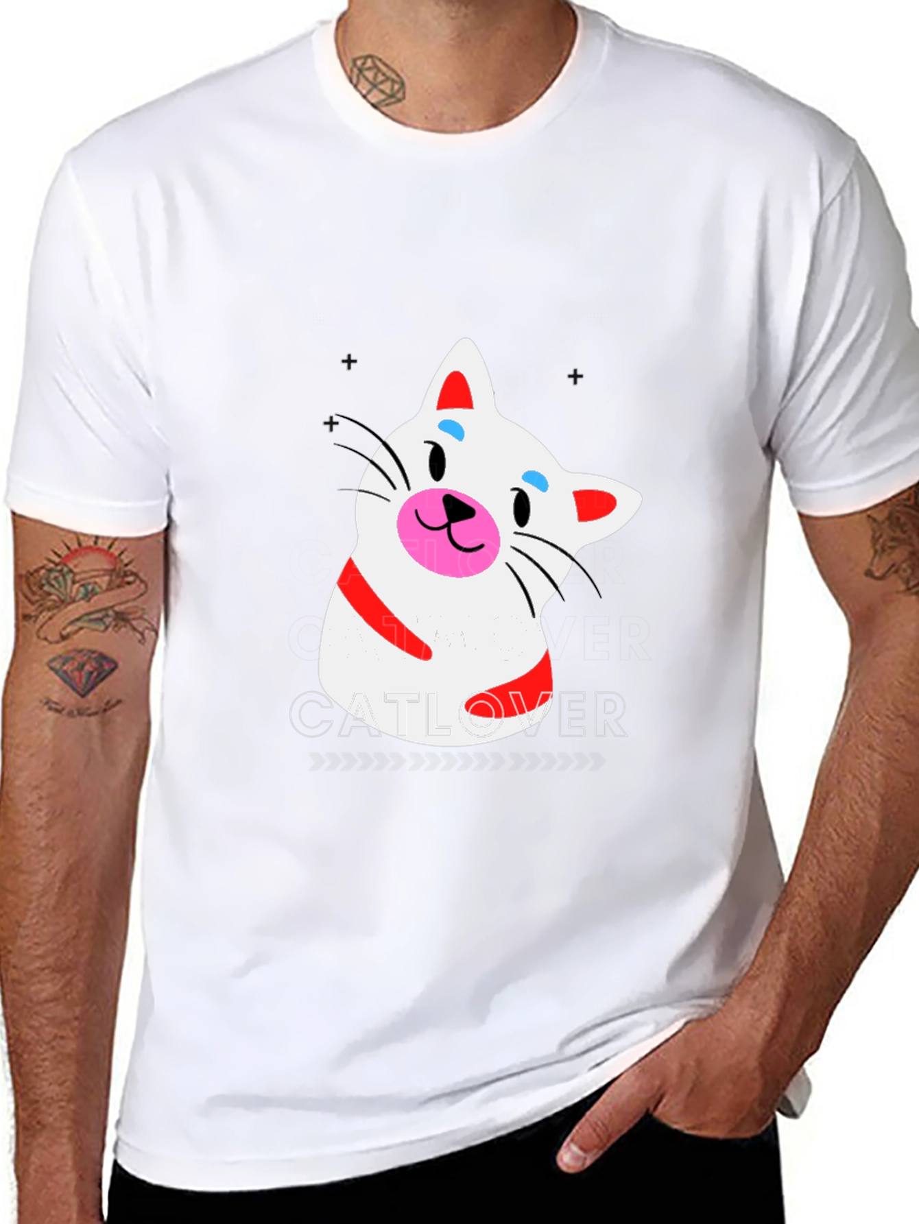 Cat Lover T-Shirt - Black Crew Neck Tee