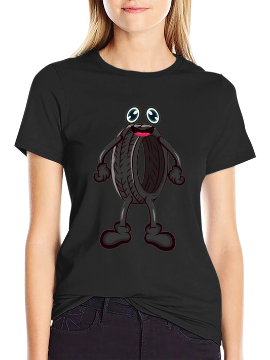 Cartoon Tire T-Shirt - Black Crew Neck