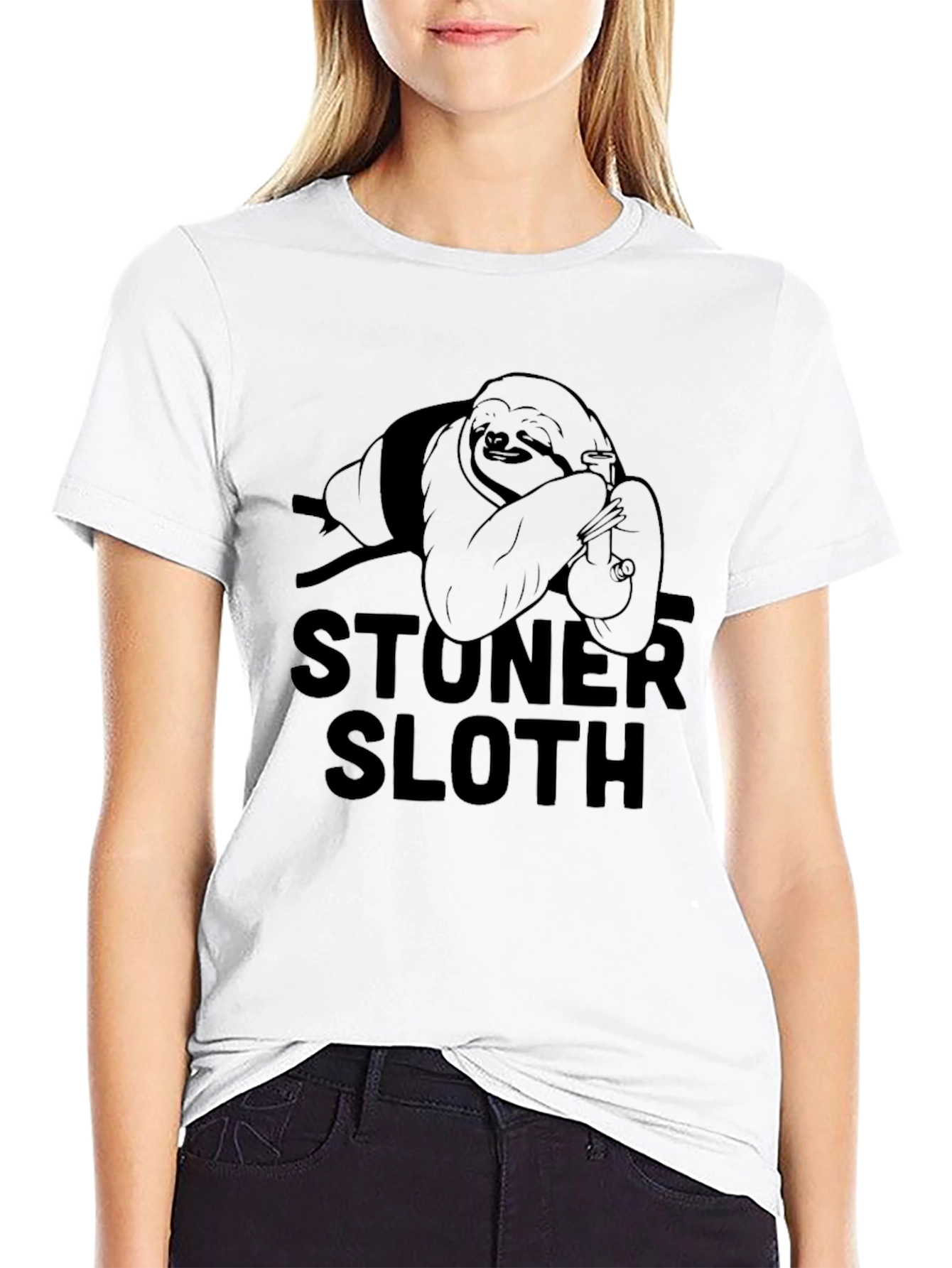 Stoner Sloth Graphic T-Shirt - Relaxed Fit Black Tee